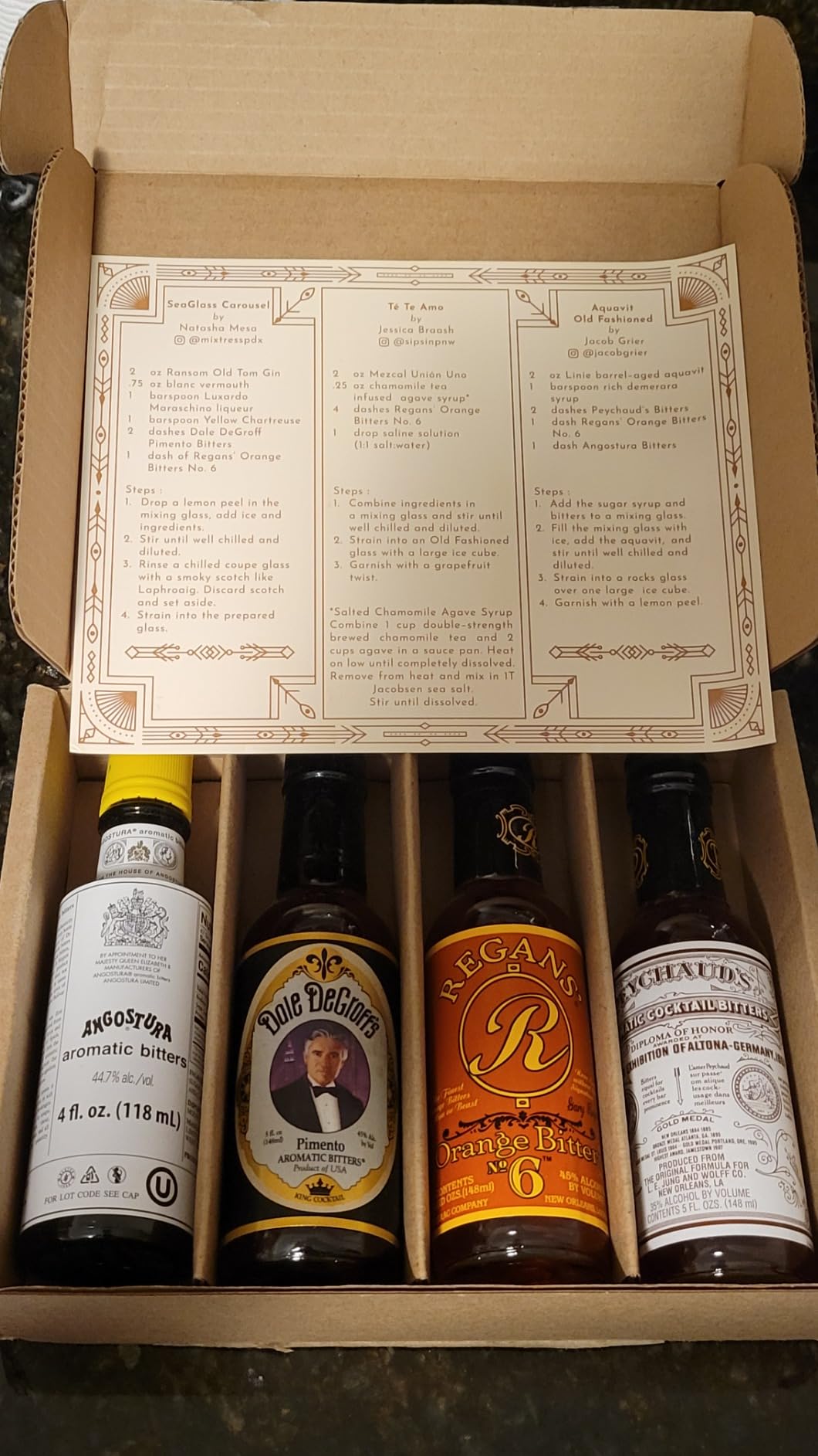 COCKTAILIER Aromatic Cocktail Bitters for Old Fashioned Gift Set | 4 Bottles: Angostura, Peychaud's, Regans' Orange, and Dale DeGroff's Pimento Bitters | Whiskey Bitters Set | Sampler Set customer photo 2