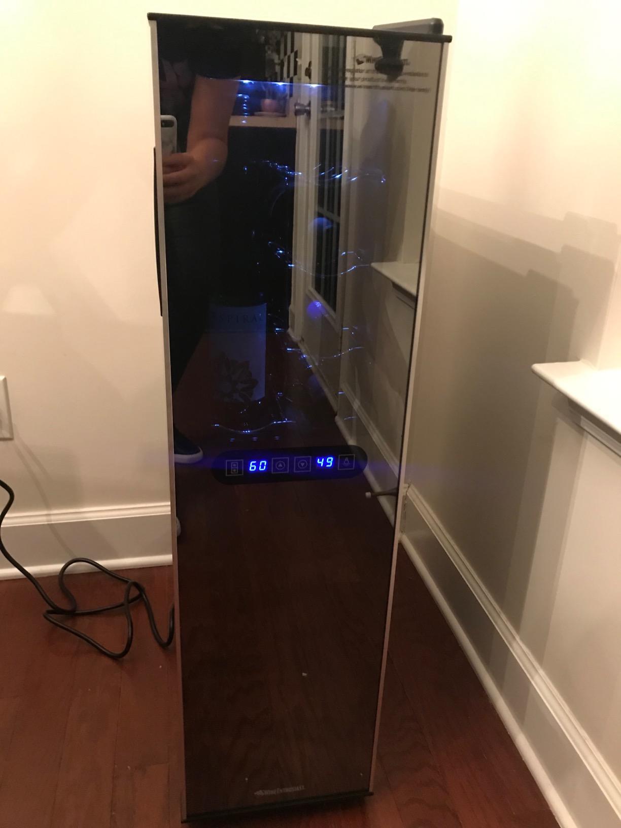 Wine Enthusiast 18-Bottle Slimline Dual Zone Wine Cooler - Energy Efficient Freestanding Wine Refrigerator - Upright Bottle Storage, Adjustable Thermostat, Digital Touchscreen customer photo 1