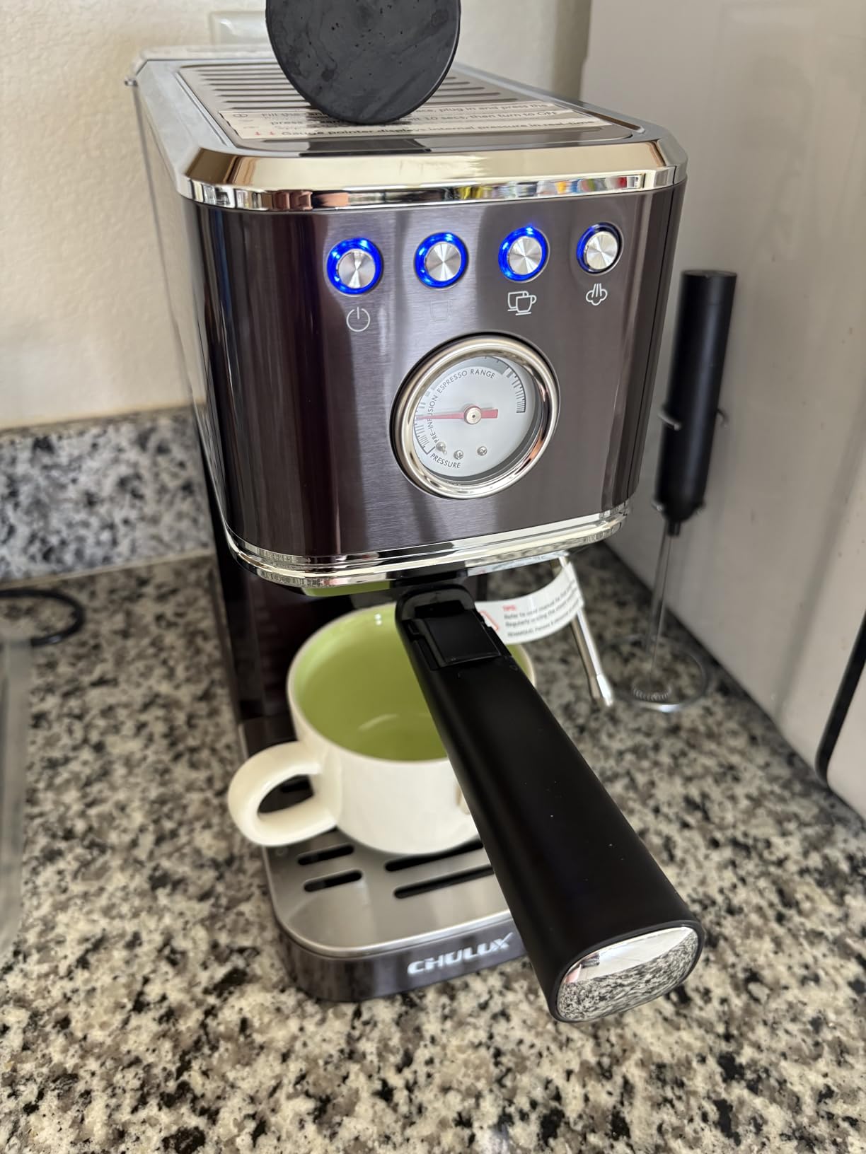 CHULUX Slim Espresso Machine with Milk Frother, 20 Bar Professional Italian Pump Espresso Coffee Machine for Home Cappuccino & Latte Maker, Stainless Steel, Silver customer photo 2