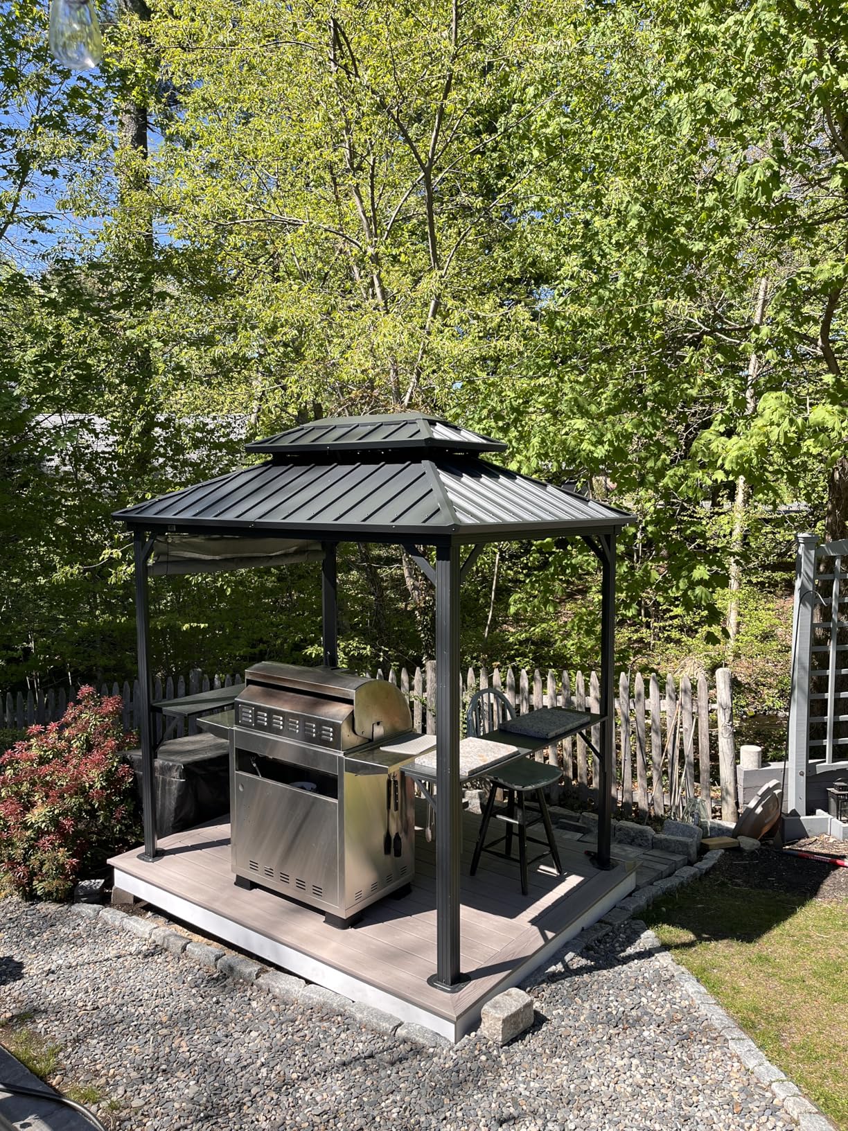 PURPLE LEAF 10' X 12' Gazebo Outdoor Aluminum Gazebo with Heavy Duty Galvanized Steel Double Roof for Patio Backyard Deck, Netting and Curtains Included, Grey customer photo 2