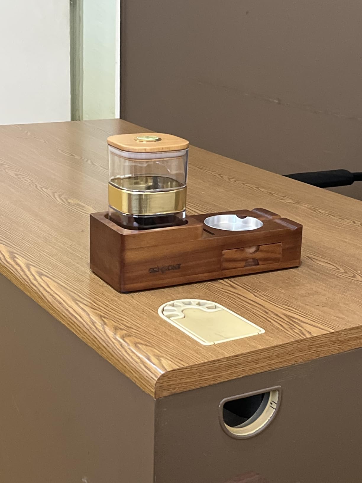 Cigar Humidor, Solid Wood Cigar Ashtray & Acrylic Cigar Jar Kit with Cigar Cutter, Cigar Lighter, Humidifier and Dropper, Cigar Accessories for Men, Holds About 18 Cigars customer photo 1