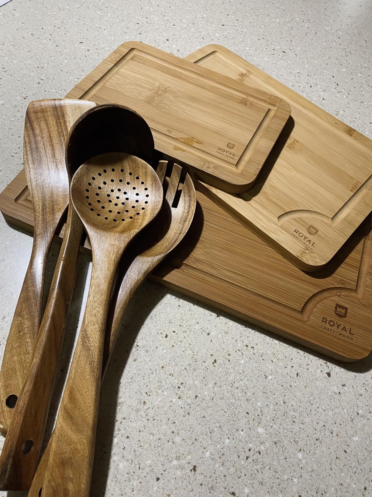ROYAL CRAFT WOOD Wooden Cutting Boards for Kitchen Meal Prep & Serving - Non Toxic Bamboo Wood Cutting Board Set with Deep Juice Groove Side Handles - Charcuterie & Chopping Butcher Block for Meat customer photo 2