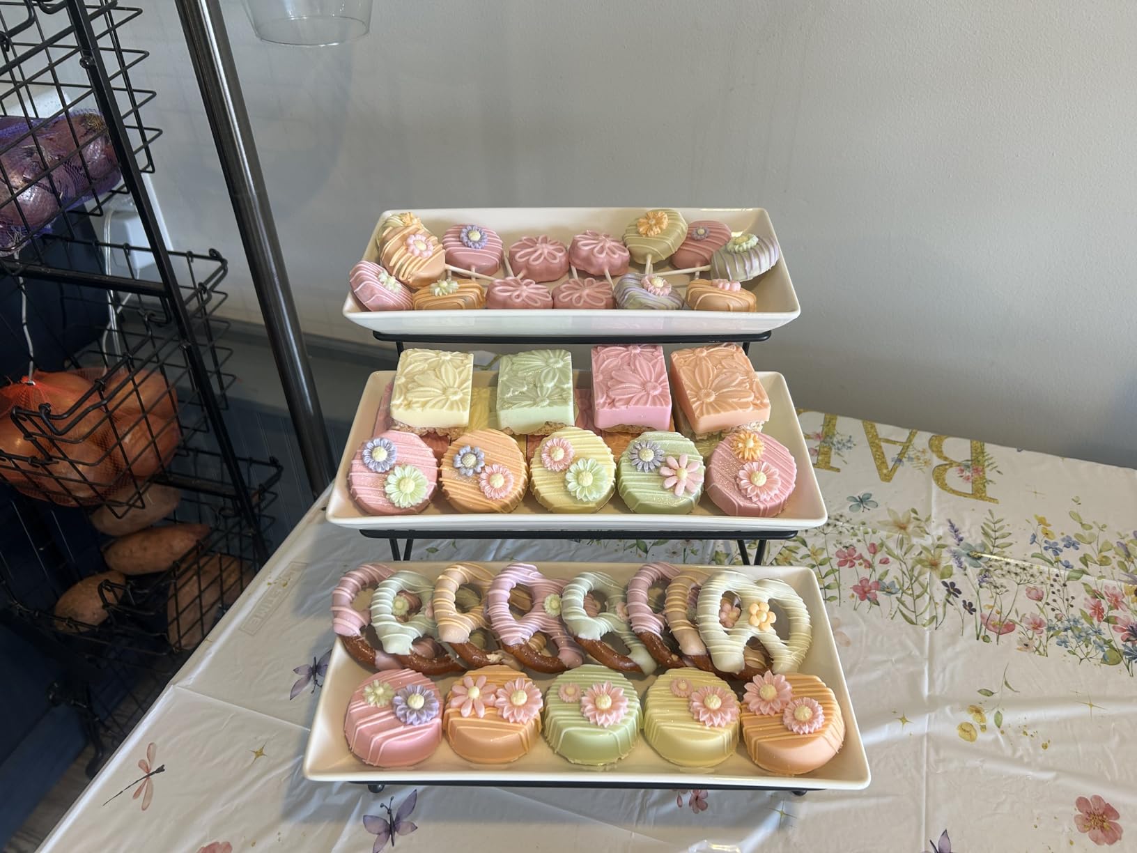 MALACASA 3 Tier Serving Trays for Party, Porcelain Serving Platters and Trays, 12 Inch Tiered Tray Stand, Fruit Tray, Trays for Serving Food, White Dessert Stand with Collapsible Sturdier Metal Rack customer photo 2