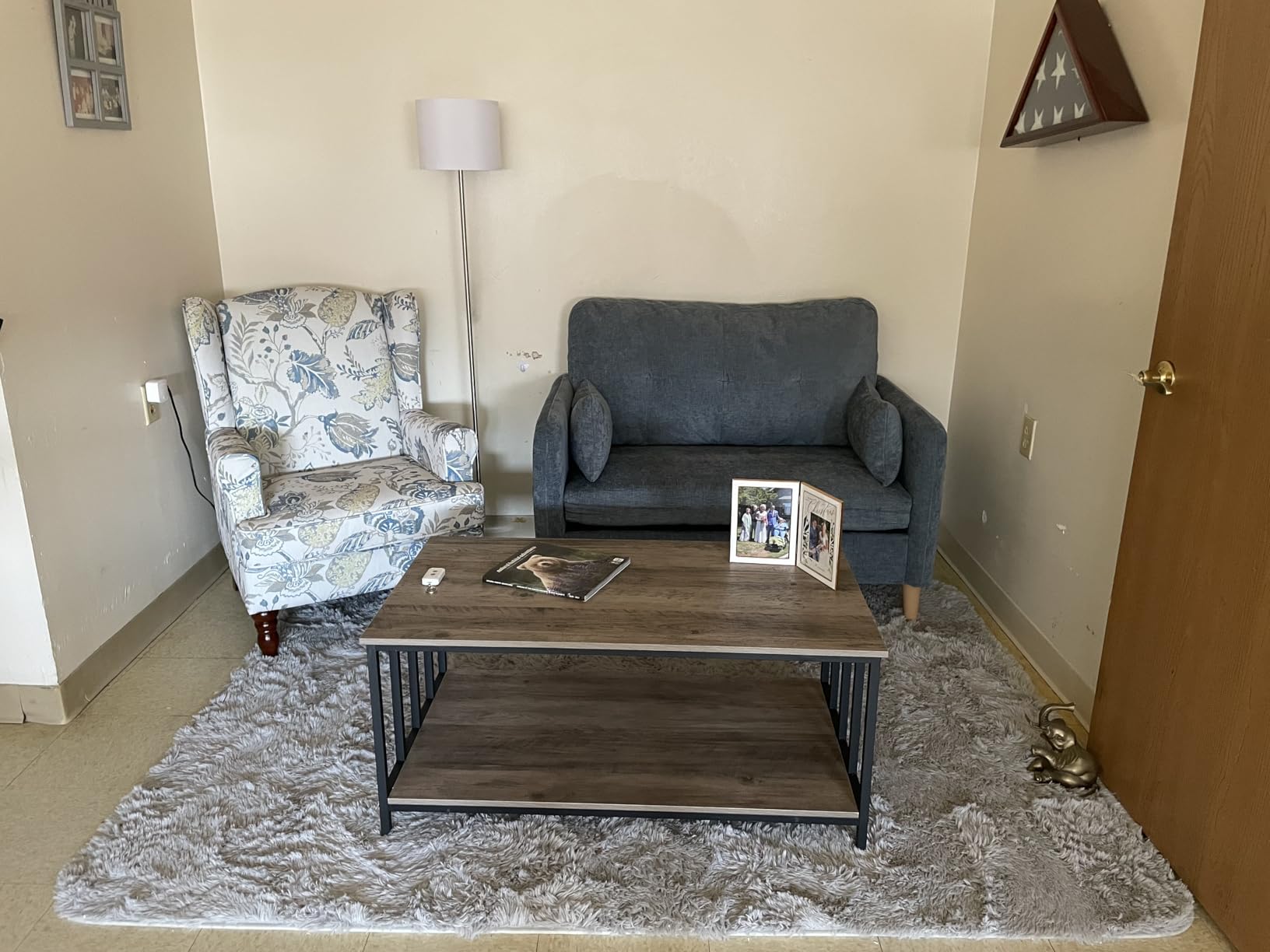 Homeiju Coffee Table for Living Room with Slatted Sides Frame, Modern Farmhouse Living Room Table with 2-Tier Storage Shelf for Home Office, Apartment, Grey Wash, 39 inch customer photo 2