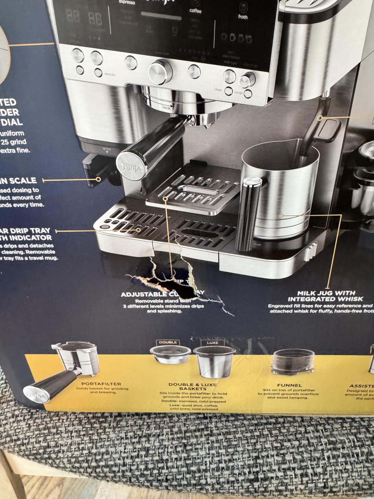Ninja Luxe Cafe Premier 3-in-1 Espresso Machine, Drip Coffee, & Rapid Cold Brew | Built-in Coffee Grinder, Hands-Free Milk Frother, Assisted Tamper | Stainless Steel | ES601 customer photo 1