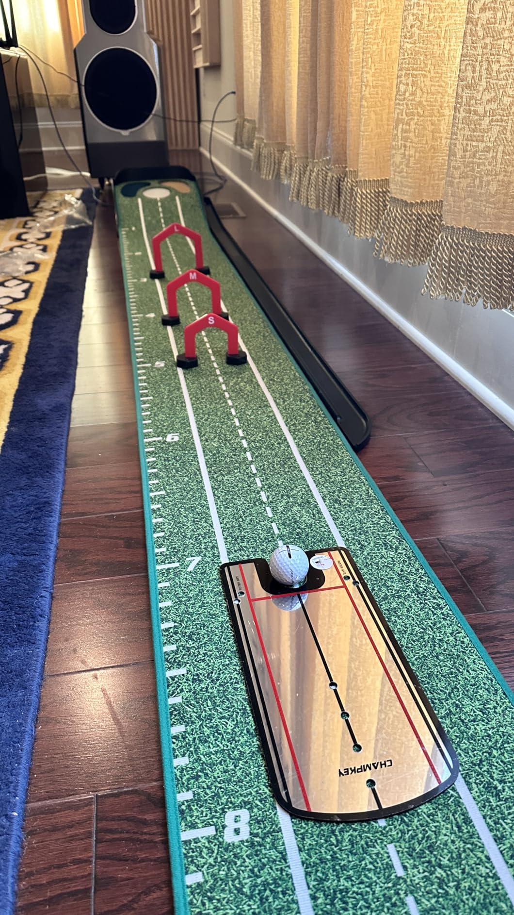 CHAMPKEY Professional Hazard Golf Putting Green Come with Golf Putting Gates and Putting Mirror - Progressive Slope Tech and Noise Reduction Tech Golf Putting Mat customer photo 2