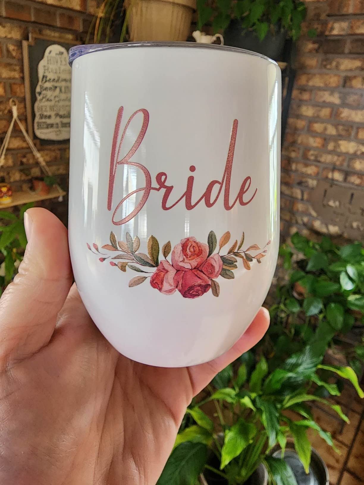 CARAKNOTS Bridesmaid Proposal Gifts Box, Will You Be My Bridesmaid Gift Set Pink Bridesmaids Box for Wedding Bridal Bachelorette Party Favor Stainless Steel Wine Tumbler 12 oz customer photo 1