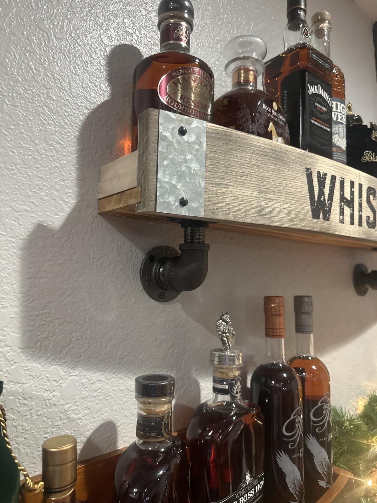 Aged & Charred Bourbon Barrel Shelf - Wall Mounted Bourbon Wooden Display Rack, Oak Barrel Shelves - Bourbon Gifts for Men customer photo 1