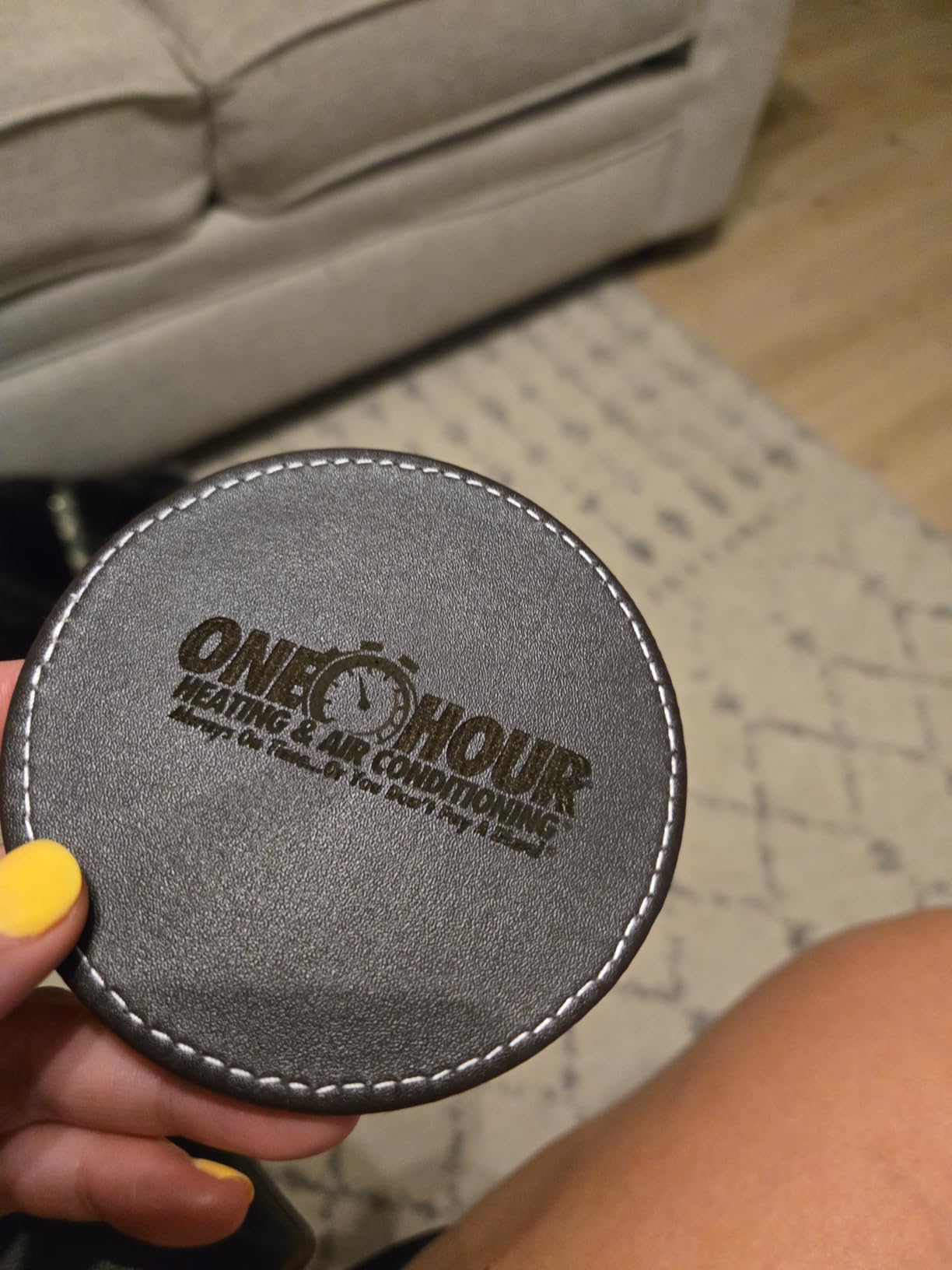 Leather Coasters for Drinks (6 Pack), Handmade Durable Drink Coasters Set with Holder for Tabletop Protection, Luxurious Home Decor and Housewarming Gift (Brown) customer photo 1