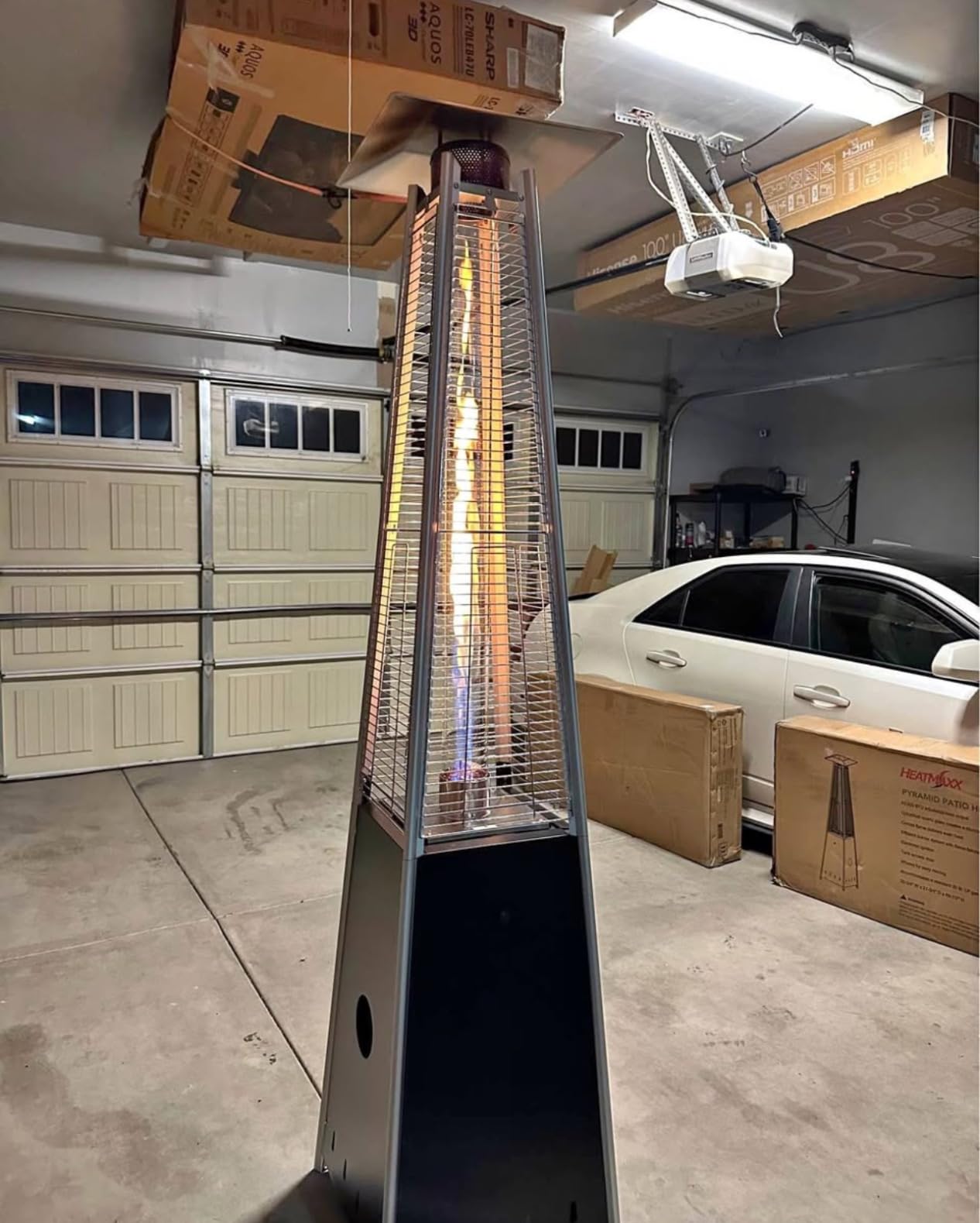 48,000 BTU Flame Pyramid Pool Heater With Cover, Triple Safety Protection Portable Patio Heater with Patio Cover, Warm Glass Tube with Durable Wheels-Brown customer photo 2