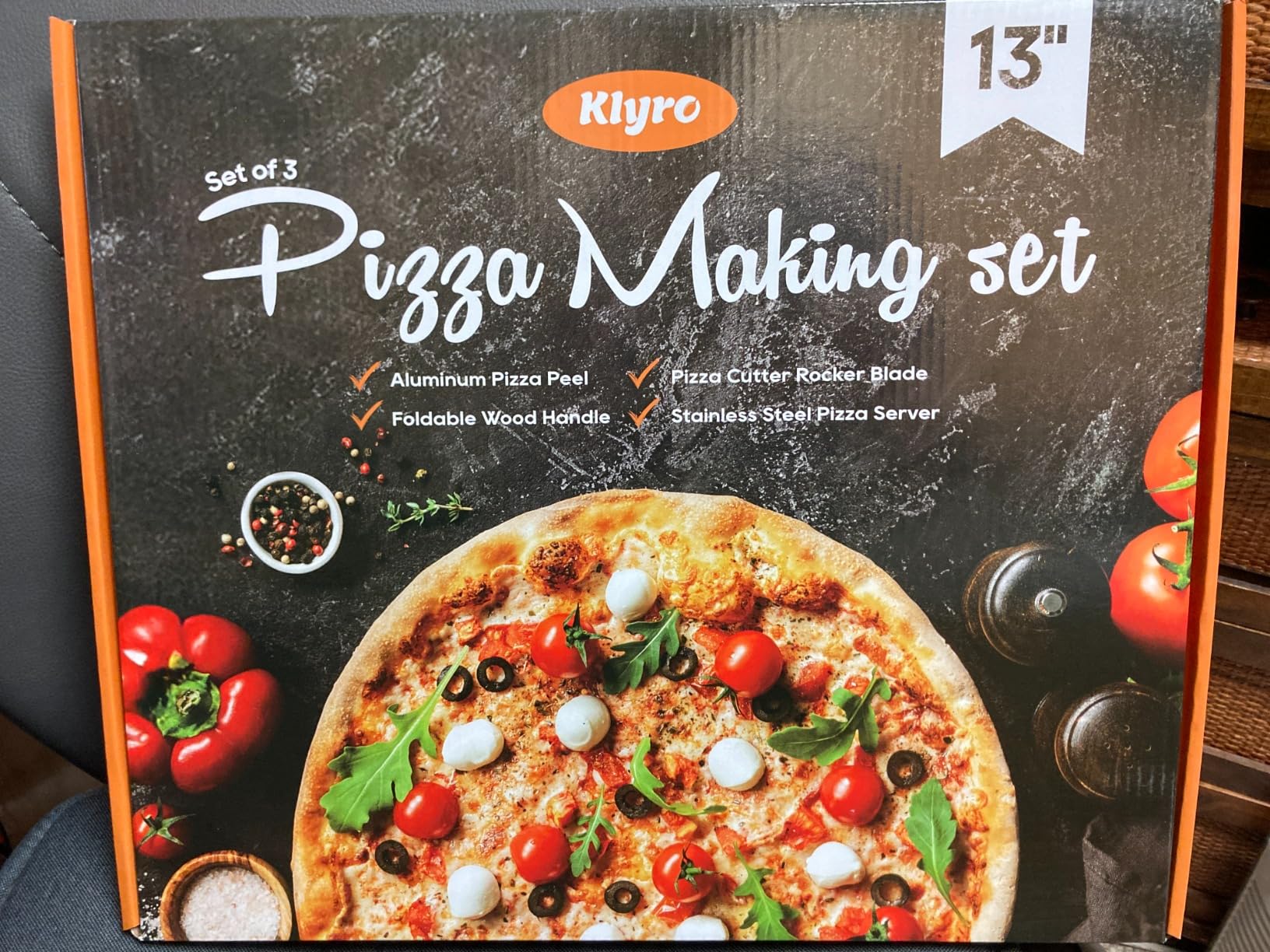 KLYRO Pizza Peel Set with Foldable Handle, Rocker Cutter, Server customer photo 2