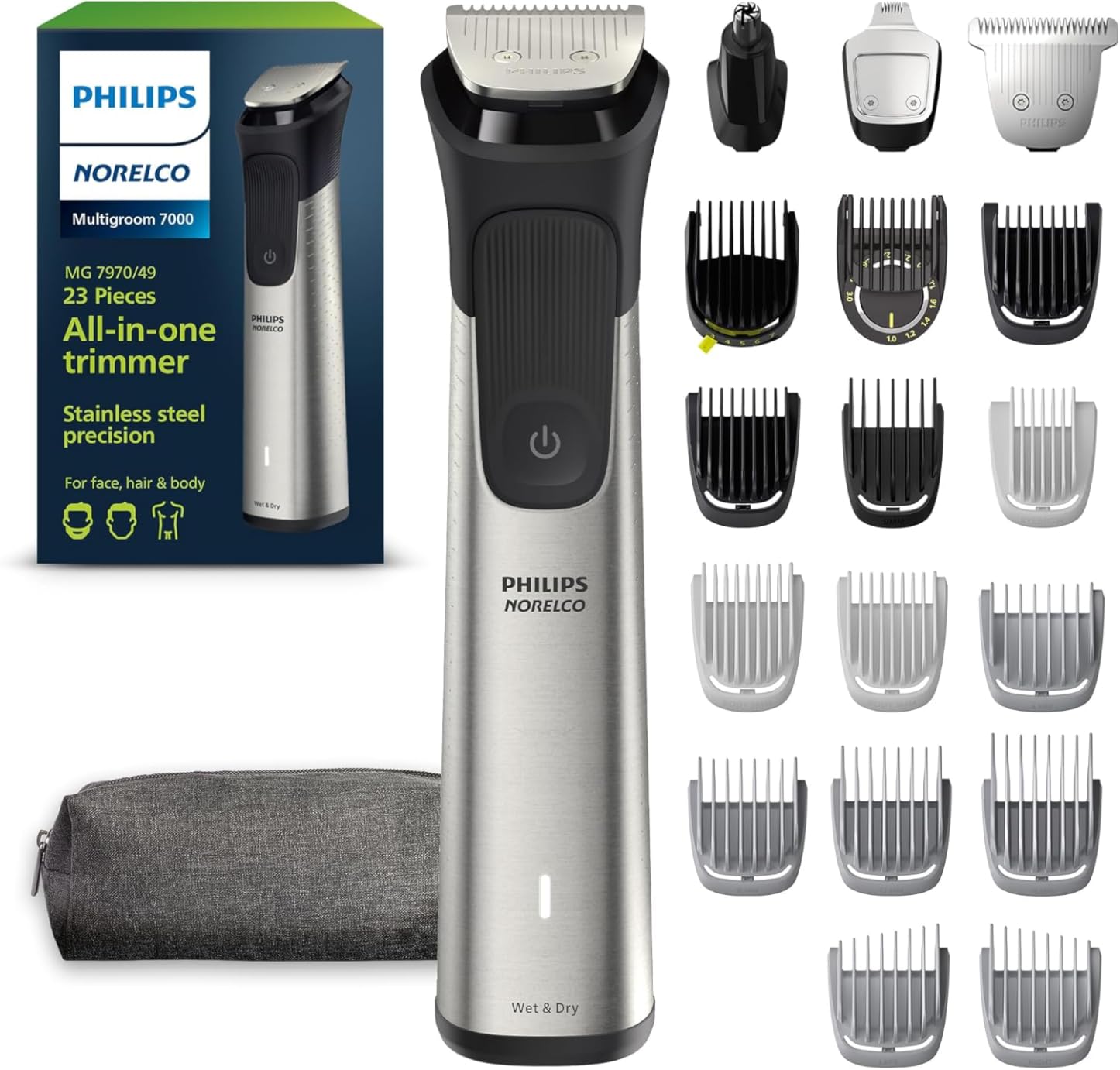 Philips Norelco All-in-One Series 7000 23-Piece Trimmer - Electric Shaver and Clipper for Face, Beard, Head & Body, Self-Sharpening Titanium Blades, 26 Length Settings, MG7970/49 customer photo 2