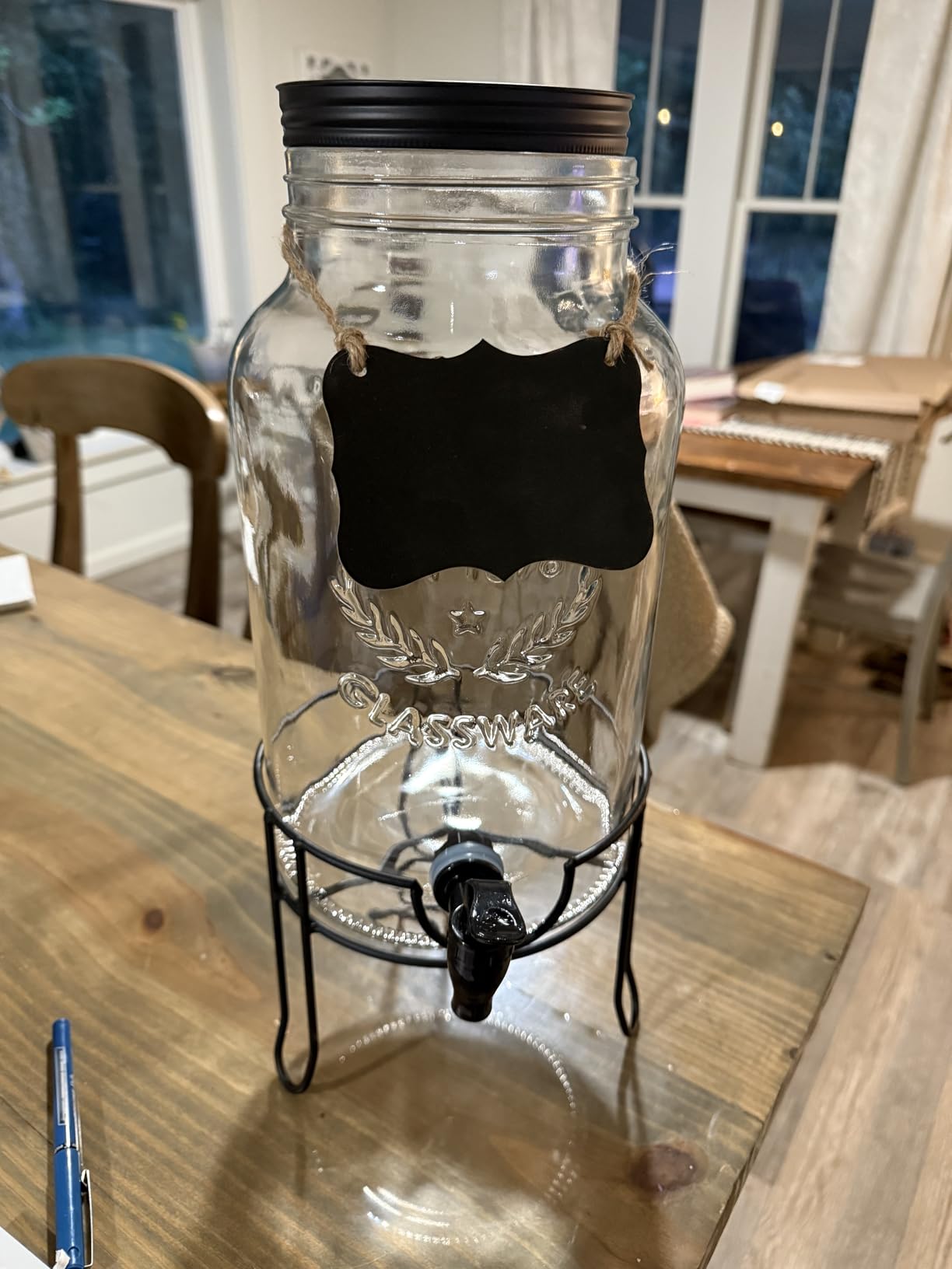 1.5 Gallon Glass Drink Dispensers for Parties, Ice Beverage Dispensers with Stand, Glass Water Dispenser with Spigot, Laundry Detergent Dispenser, Lemonade Dispenser customer photo 2