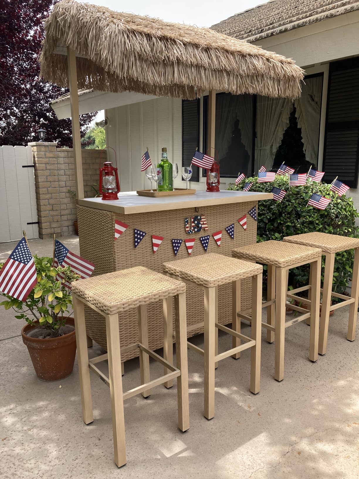 Grand patio Outdoor Tiki Bar Set with Widen Ceramic Top (42