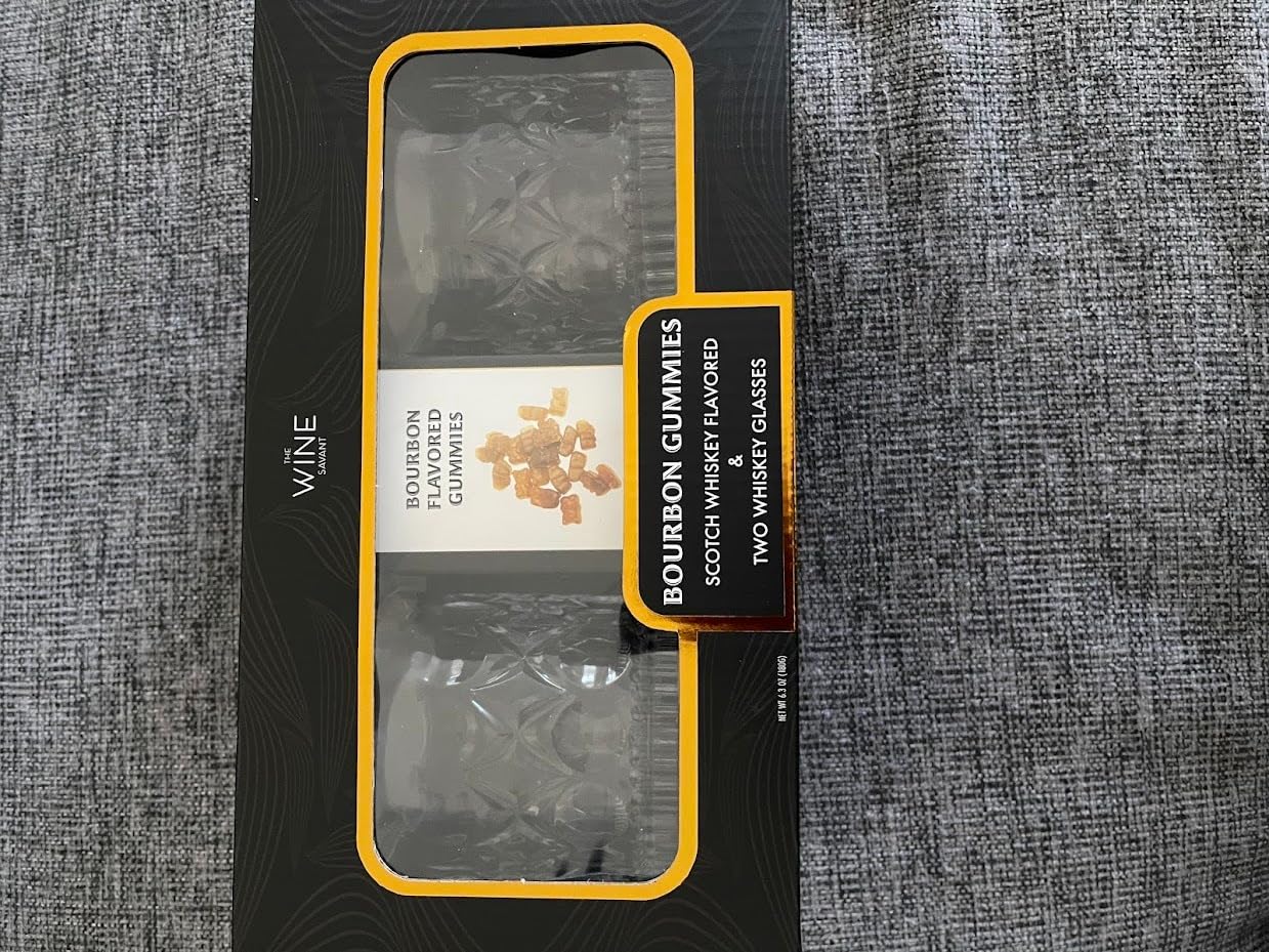 Bourbon Gummy Gift Set with 2 Whiskey Glasses - Bourbon-Flavored Candy Bears & Crystal Lowball Glasses - Father's Day Gift for Whiskey & Scotch Lovers, Dad, Husband, or Him - Tasting Set customer photo 2