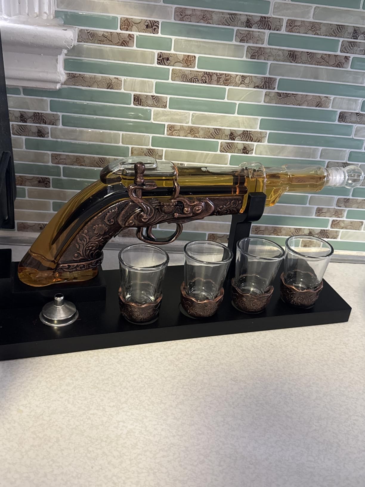 Gun Whisky Decanter Set with 4 Shot Glasses, Cool Unique Gifts for Men Dad Boyfriends, Liquor Gun Decanter Set A Great Addition to Home Bar, Gun Liquor Dispenser Fun Conversation Starter customer photo 2