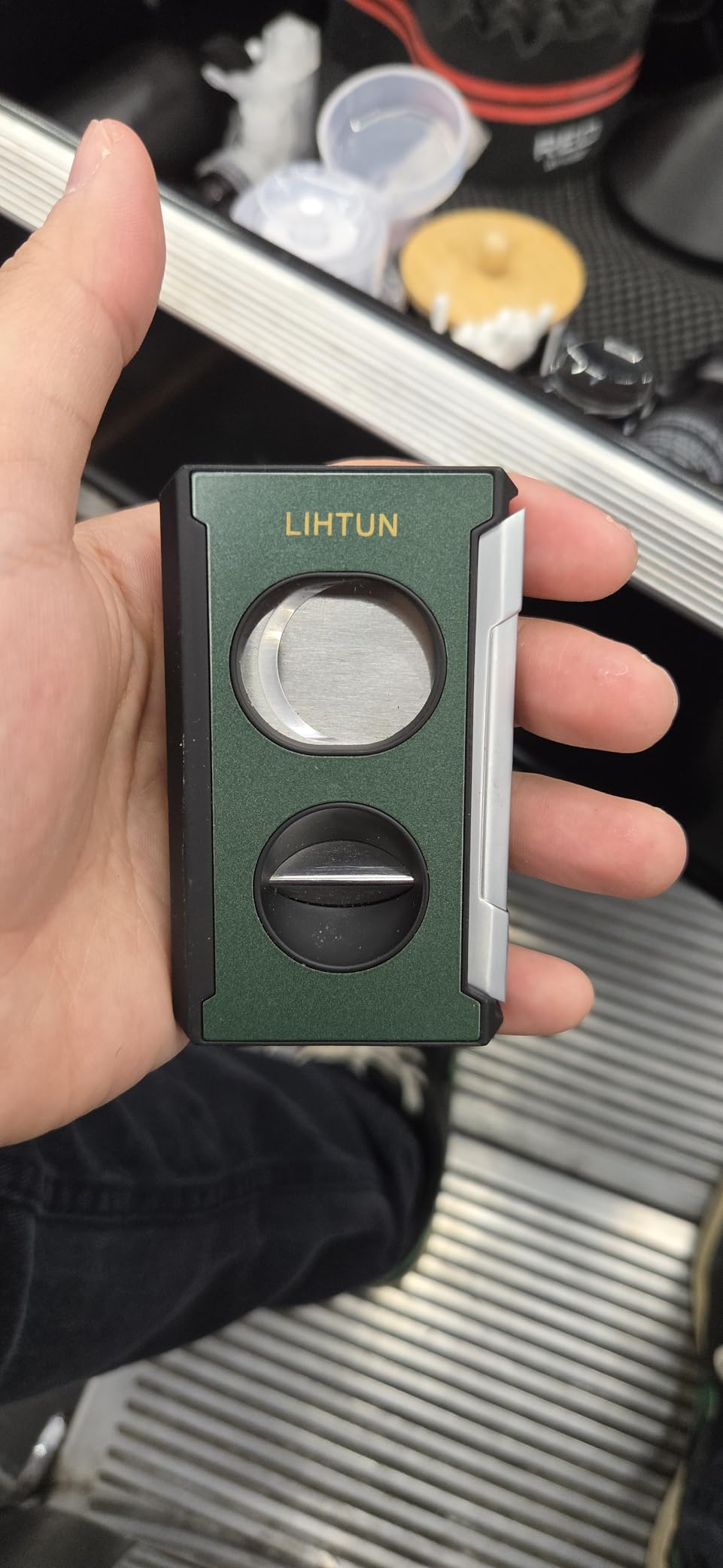 LIHTUN Cigar Cutter Guillotine 4 in 1 One Touch Straight Cut V Cutter with Cigar Punch Cigar Draw Enhancer, Stainless Steel Double Blade Cigar Clippers, Cuts Up to 60 Ring Gauge Cigars, Gift for Men customer photo 1