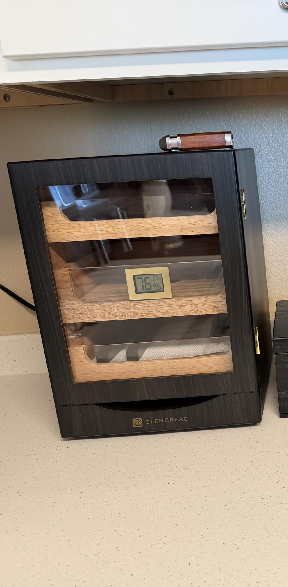 GLENCREAG MET-1031 Cigar Humidor Cabinet for 150 Cigars - Spanish Cedar Lining, Digital Hygrometer, Magnetic Seal, 3 Drawers + Accessory Storage - Gift for Cigar Aficionados customer photo 1
