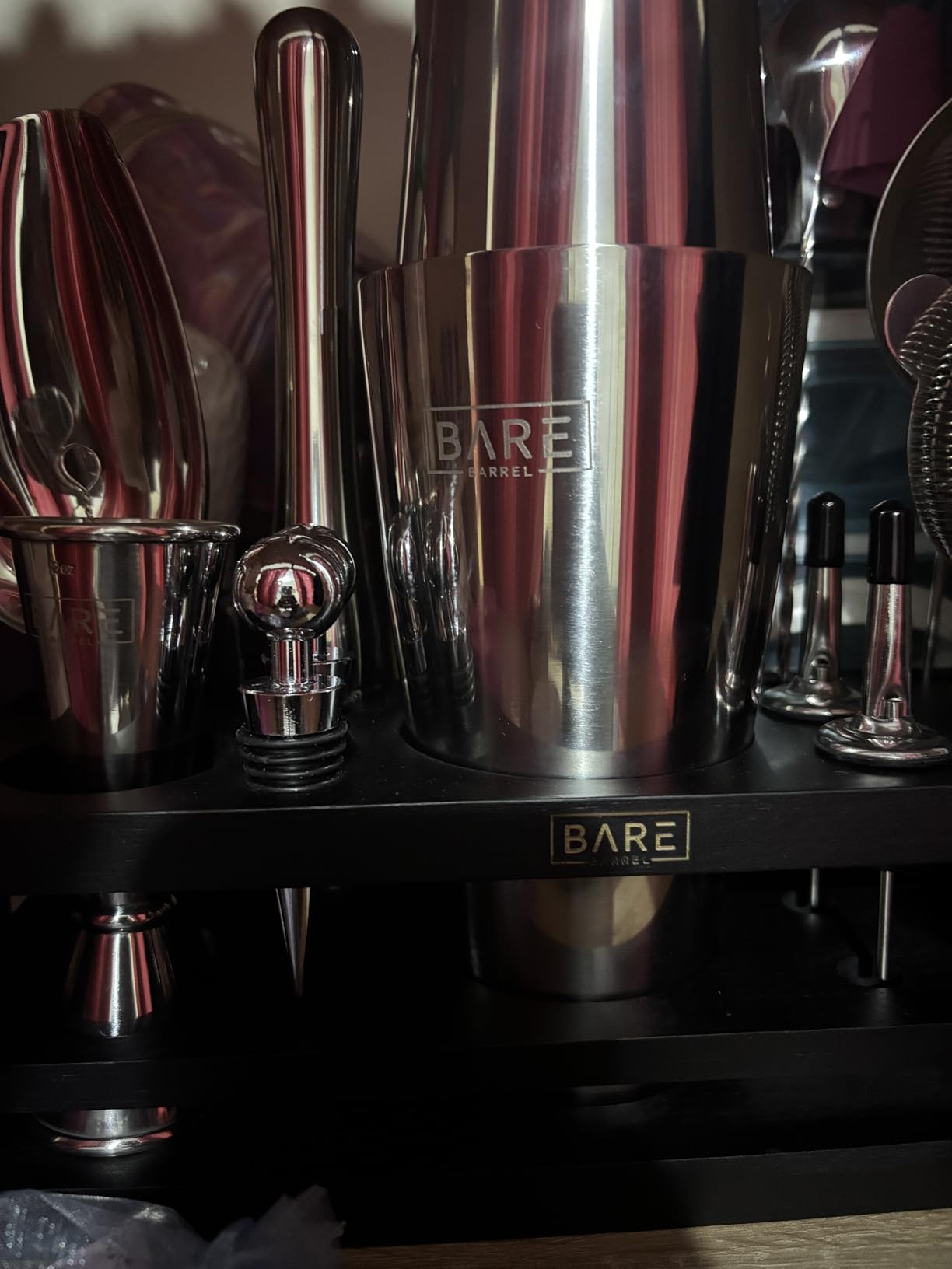 BARE BARREL Mixology Bartender Kit Bar Set | 16-Piece Cocktail Shaker Set | Martini Barware Mixing Tools for Home Bartending | Incl. 35 Recipe Cards | Gift Set (28oz Boston Shaker, Silver/Natural) customer photo 2