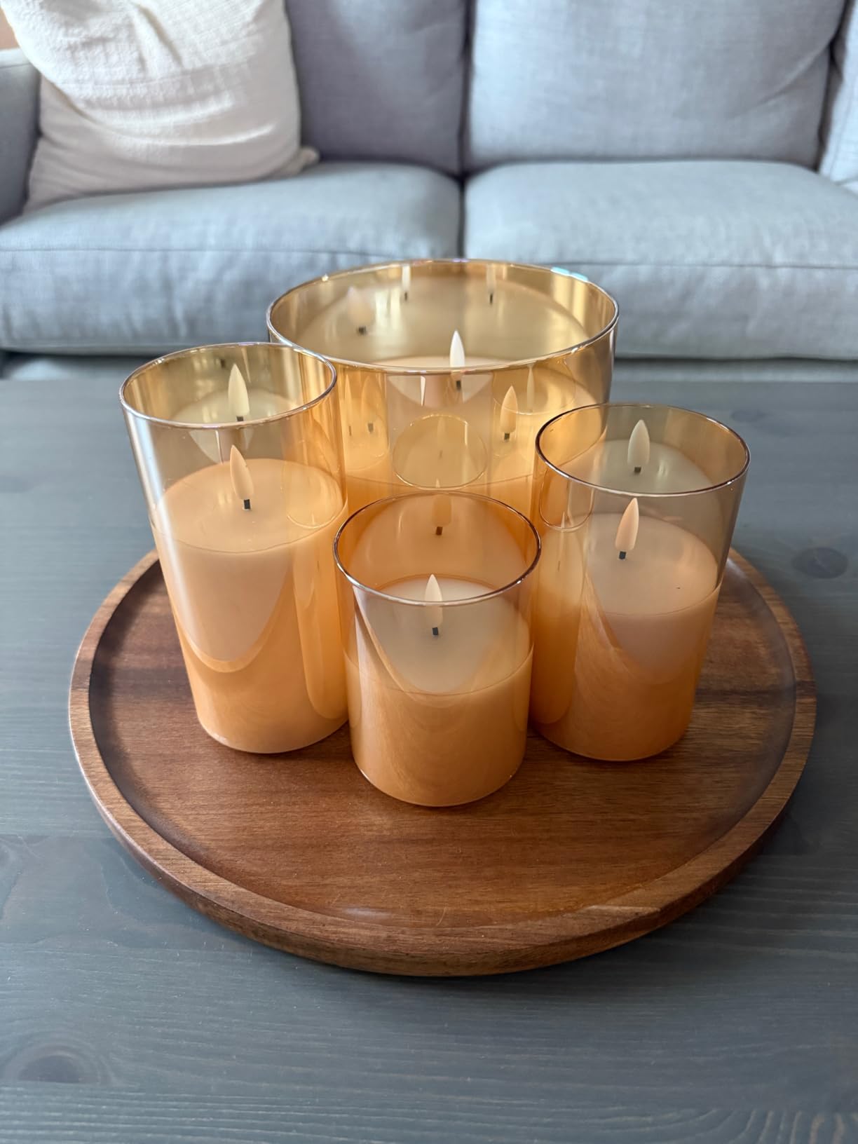 Round Wood Tray, Acacia Wooden Decorative Serving Tray for Coffee Table and Home Decor, Wooden Appetizer Charcuterie Board for Kitchen Countertop (13.8 inch) customer photo 2