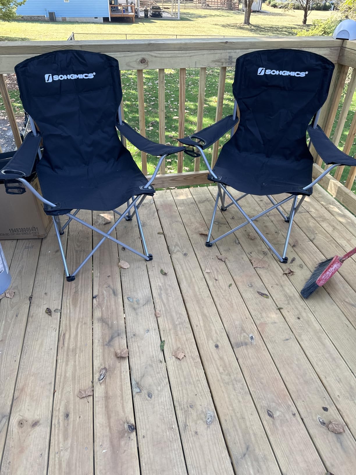 SONGMICS Oversized Camping Chair 450 lb Capacity, Heavy-Duty Outdoor Folding Lawn Chair with Cup Holder & Cooler Bag, Padded, Glamping, Ink Black UGCB066B01 customer photo 1