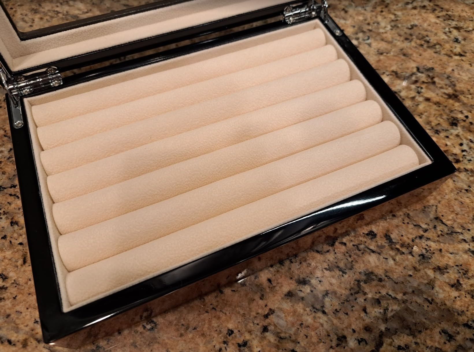 Cufflink Box, Ring Organizer Storage Case, Mens Jewelry Display Holder - Magnet Closure, Large Glass Window (Natural) customer photo 2