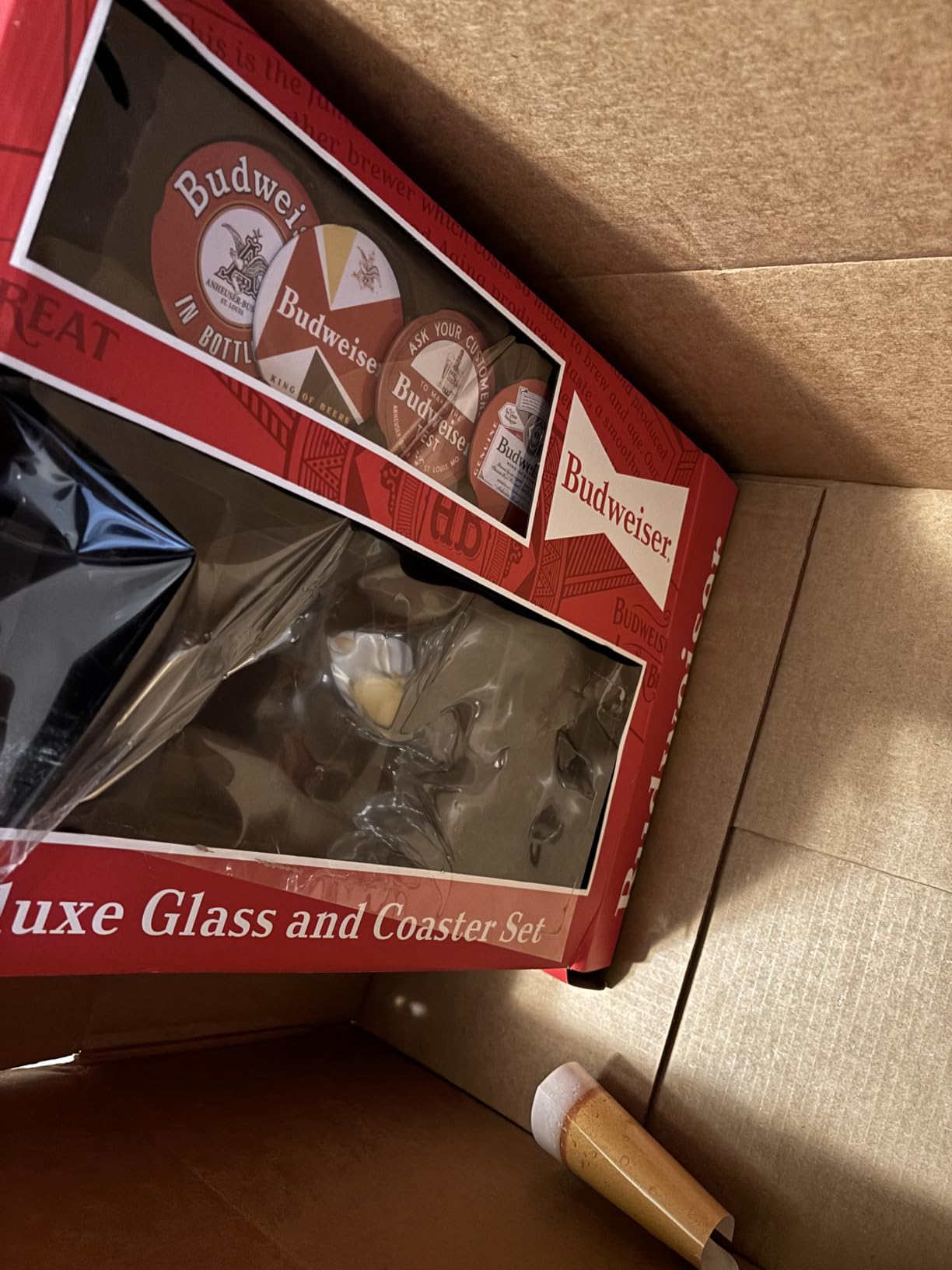 Budweiser 4 Beer Glass and Coaster Deluxe Gift Set customer photo 1