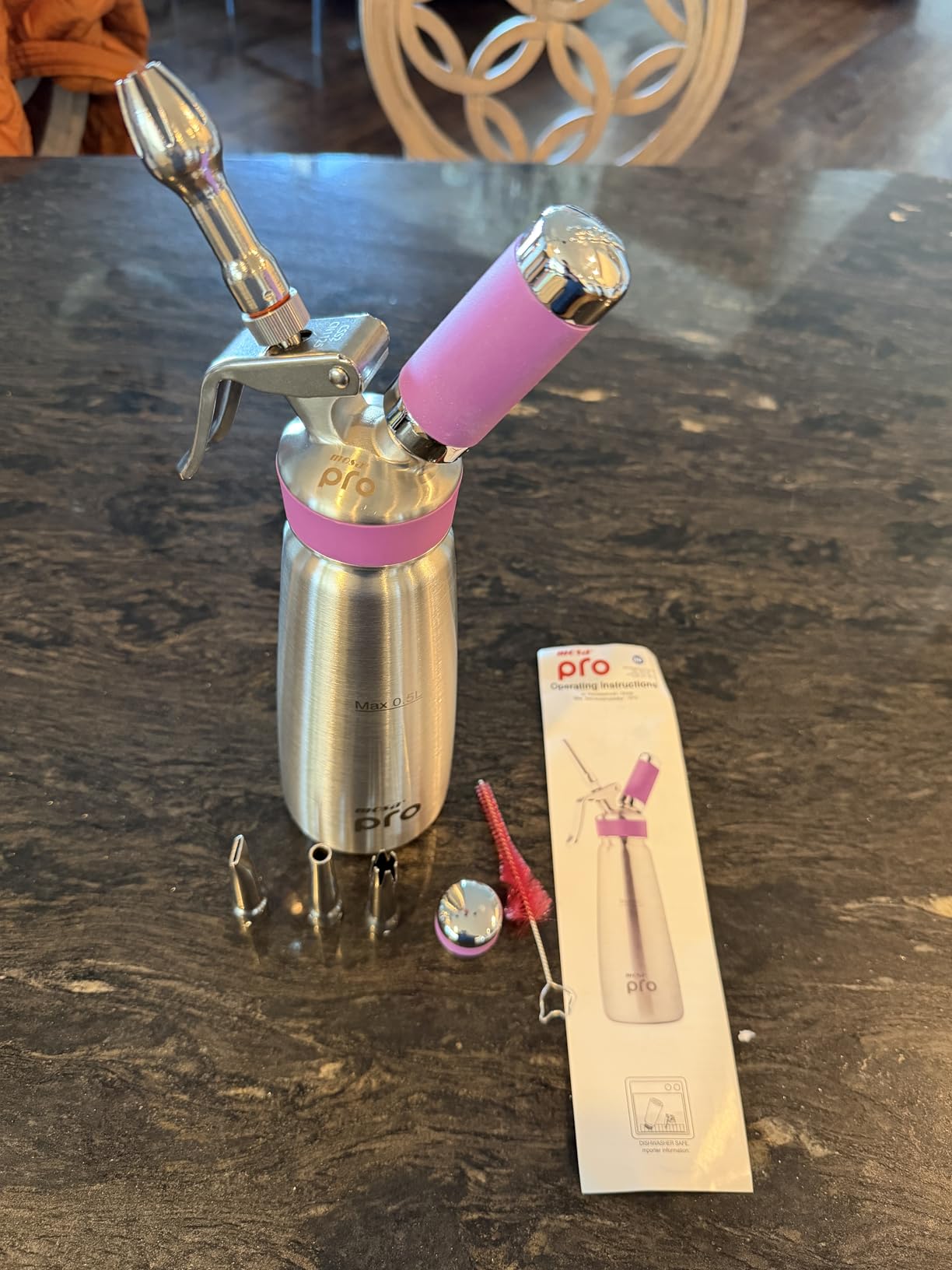 MOSA Professional 1 Pint (500mL) Blue Stainless Steel Whipped Cream Dispenser, 3-in-1 Cream Whipper, Nitro Cold Brew Maker & Soda Siphon, Fits 8g N2O, 2g N2 & 8g CO2 Chargers, NSF Certified customer photo 1