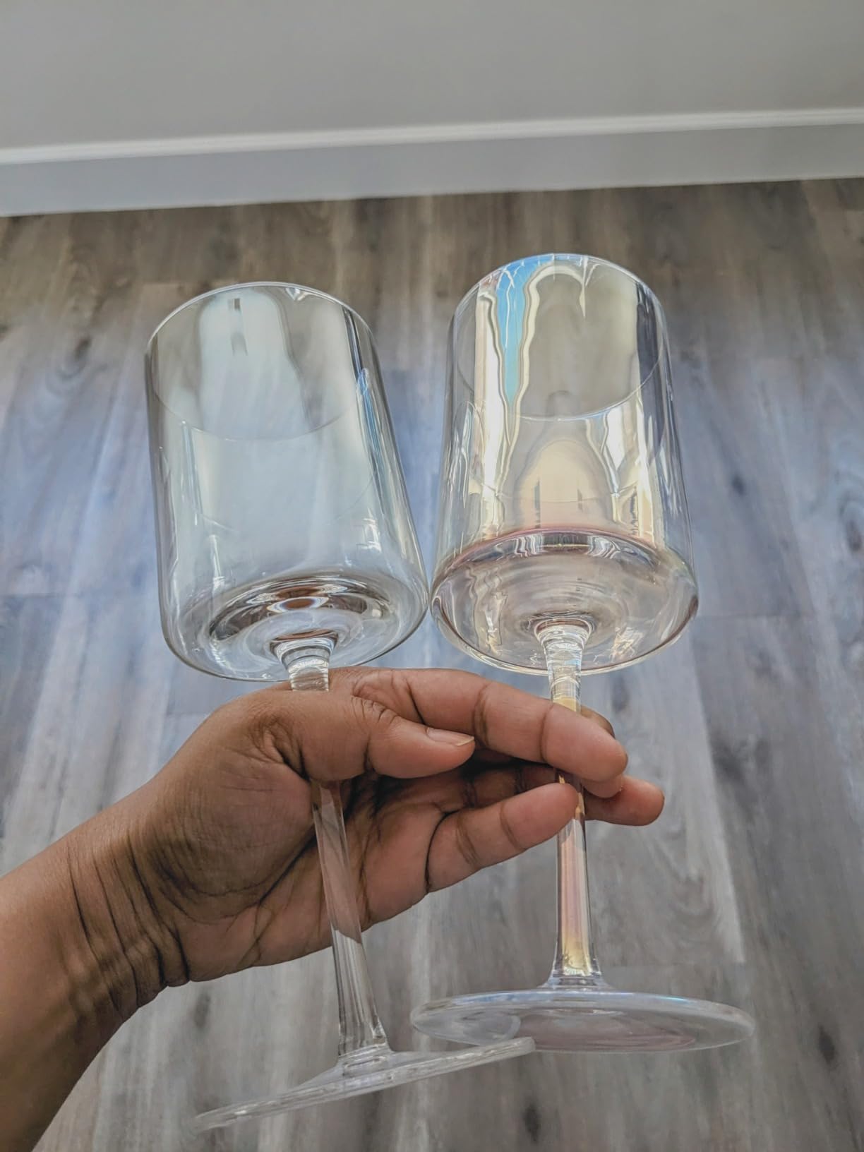 Wine Glasses Set of 4-16oz Cylindrical Red White Wine Glass, Made from Lead-Free Premium Crystal, Great Gift for Wedding, Anniversary, Christmas, Birthday, 9'' Tall, etched customer photo 1