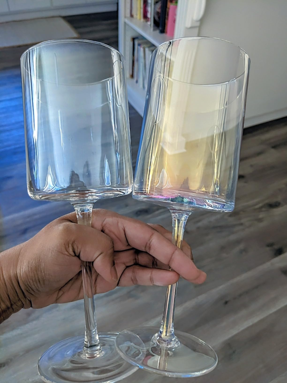 Wine Glasses Set of 4-16oz Cylindrical Red White Wine Glass, Made from Lead-Free Premium Crystal, Great Gift for Wedding, Anniversary, Christmas, Birthday, 9'' Tall, etched customer photo 2