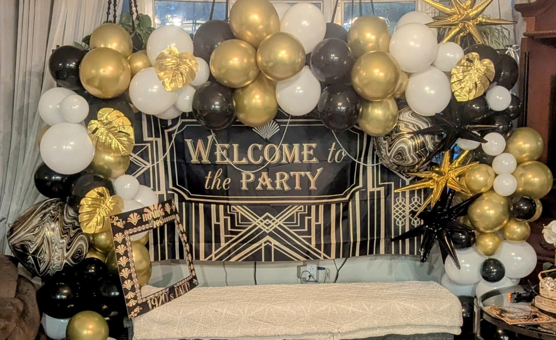 1920s Party Decorations, Roaring 20s Party Decorations, Great 20s Backdrop, Balloons Garland, Retro Jazz Party Roaring Twenties Signs for Speakeasy Decorations, 1920 themed party customer photo 1