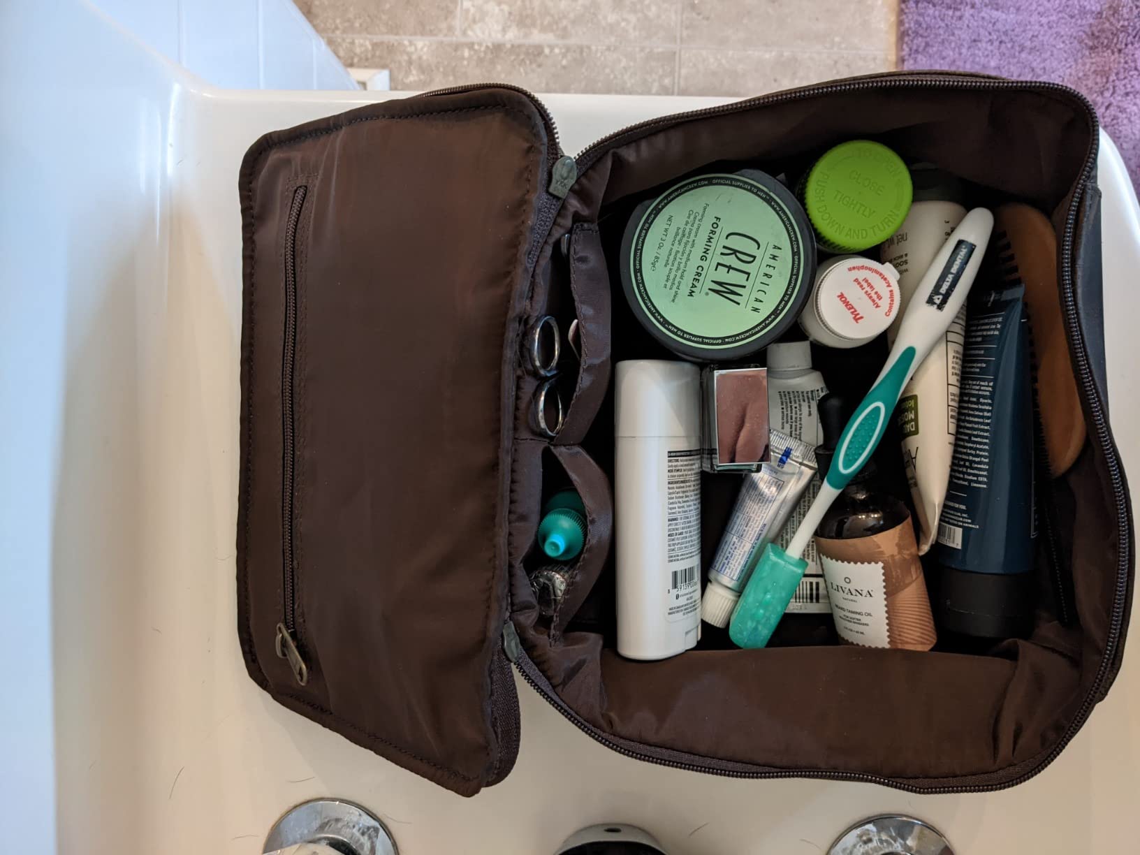 KomalC Travel Toiletry Bag - Premium Leather Dopp Kit for Men & Women with Water-Resistant Lining & Spacious Zippered Organizer customer photo 1