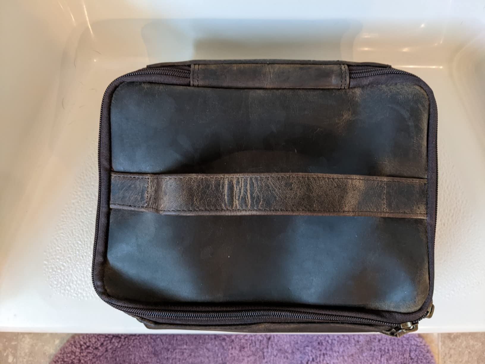 KomalC Travel Toiletry Bag - Premium Leather Dopp Kit for Men & Women with Water-Resistant Lining & Spacious Zippered Organizer customer photo 2