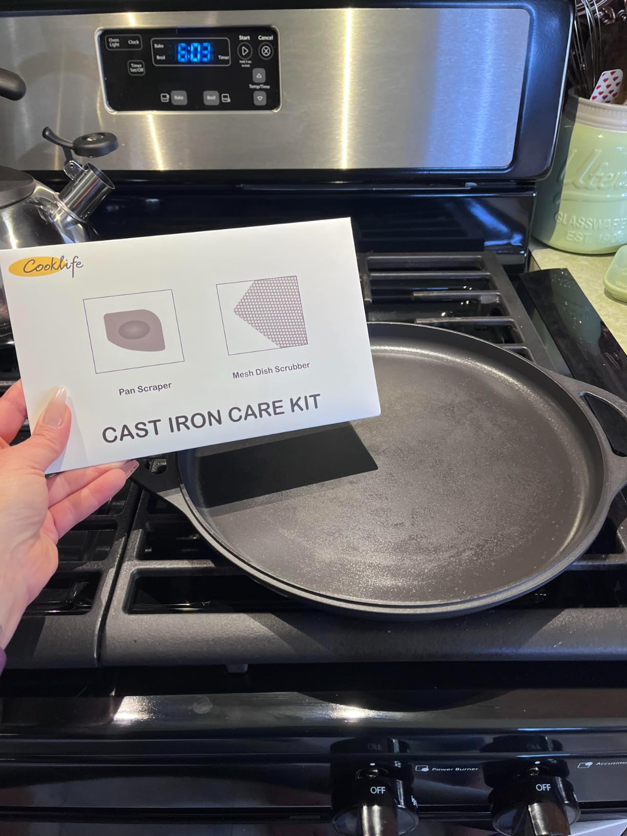 COOKLIFE 12 Inch Lightweight Pre-Seasoned Cast Iron Griddle - Smooth Polished Surface, Easy to Clean customer photo 2