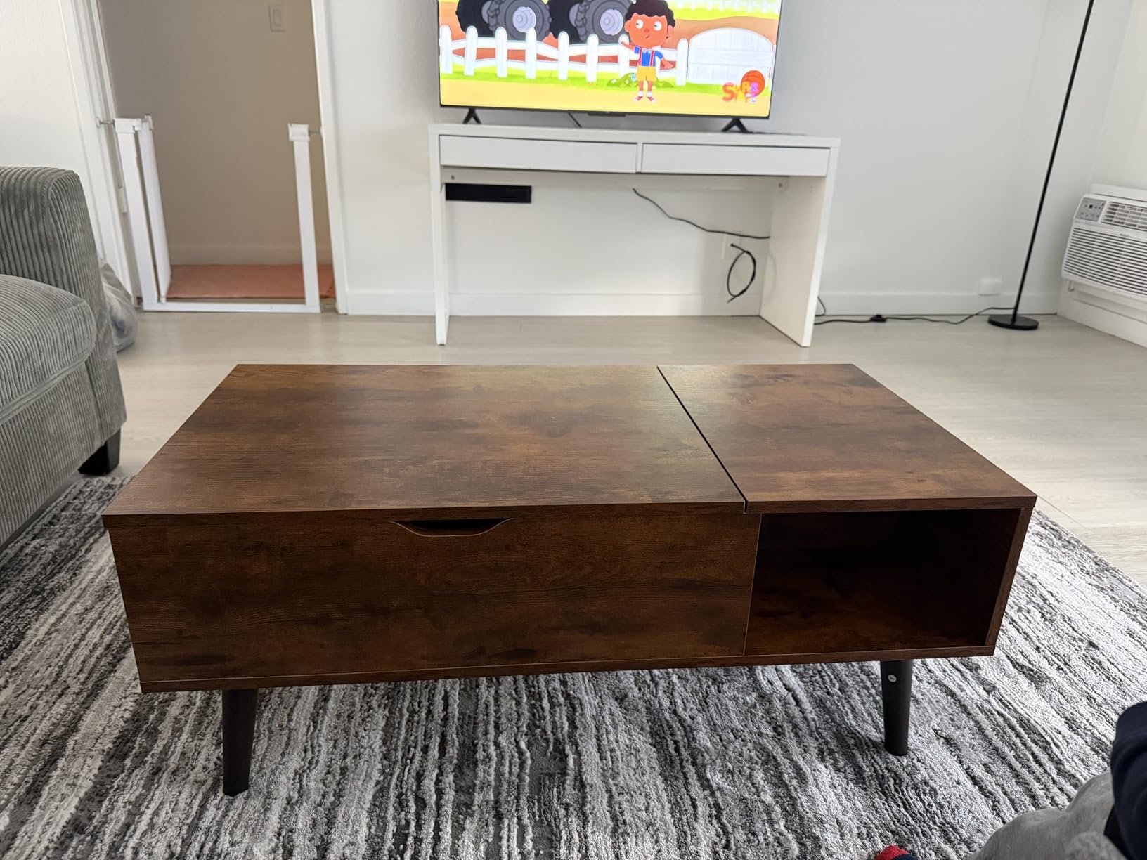 OLIXIS Wood Lift Top Coffee Table with Hidden Compartment and Large Storage Shelf, Lift Tabletop Dining Center Table for Home Living Room Office, Black customer photo 1