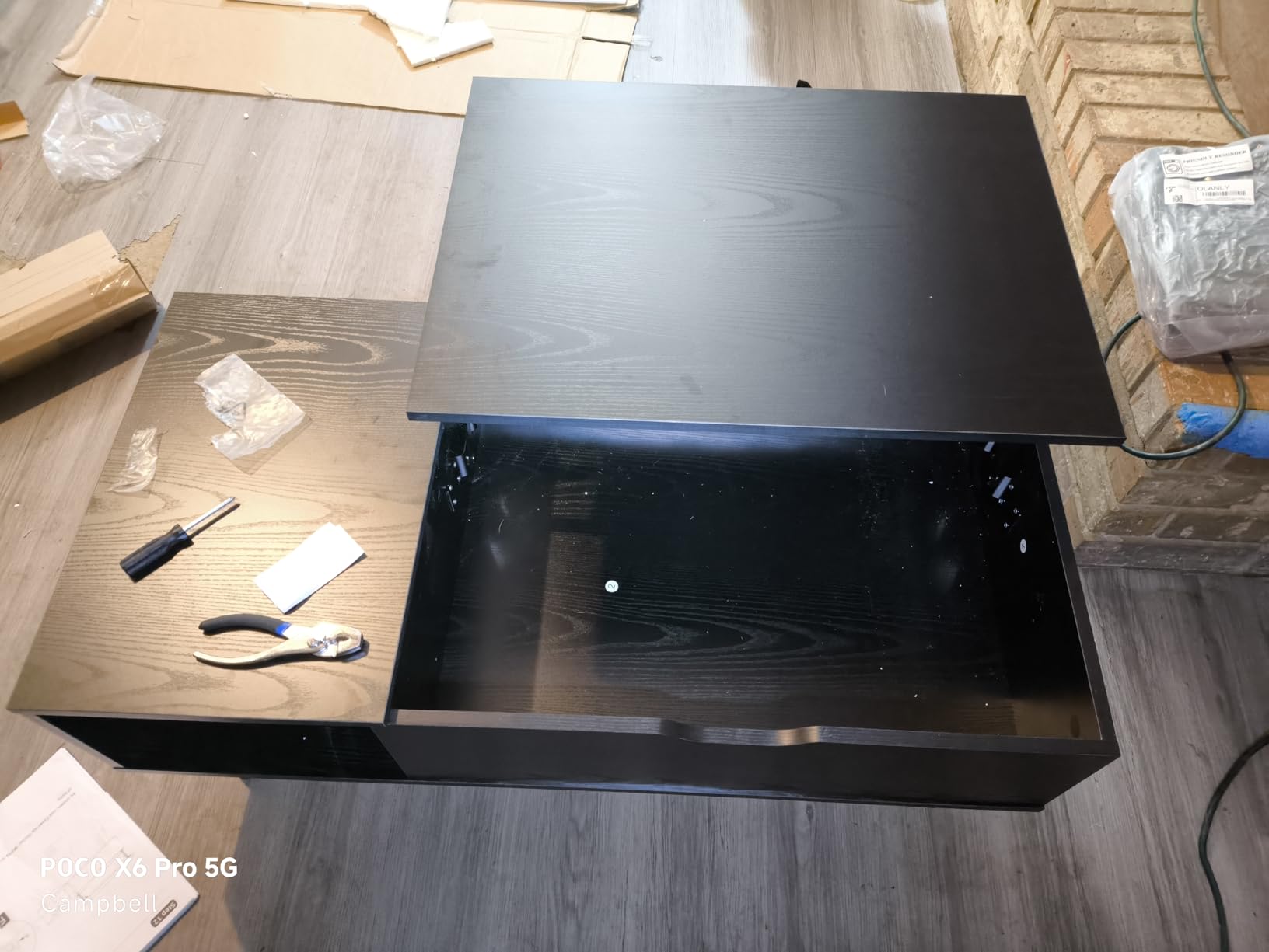 OLIXIS Wood Lift Top Coffee Table with Hidden Compartment and Large Storage Shelf, Lift Tabletop Dining Center Table for Home Living Room Office, Black customer photo 2