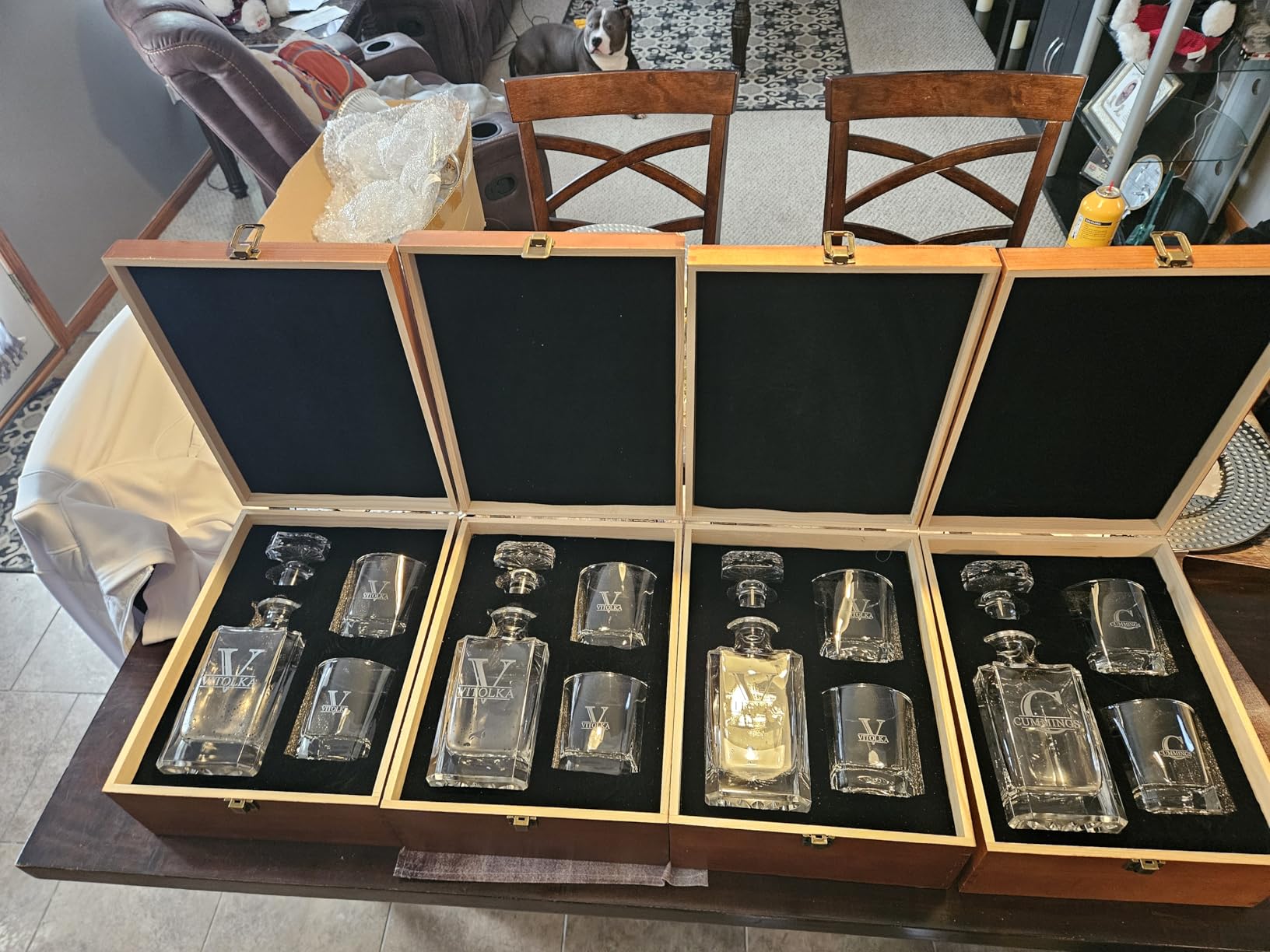 Personalized Whiskey Decanter Set with 25oz Square Decanter, 6 Design Options, Custom Liquor Glass Set, Wood Gift Box Options, Gifts for Men, Husband, Dad, Father's Day, Birthday, Retirement, Wedding customer photo 1