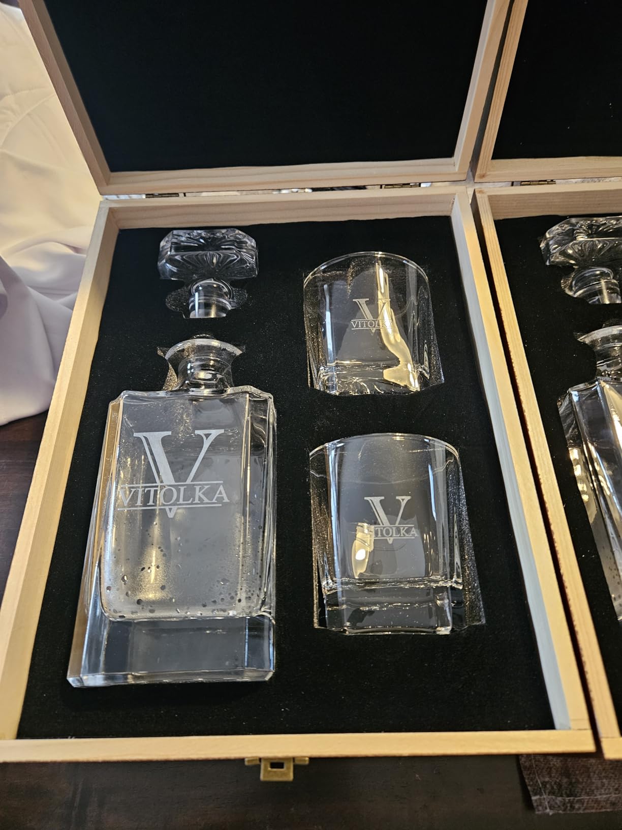 Personalized Whiskey Decanter Set with 25oz Square Decanter, 6 Design Options, Custom Liquor Glass Set, Wood Gift Box Options, Gifts for Men, Husband, Dad, Father's Day, Birthday, Retirement, Wedding customer photo 2