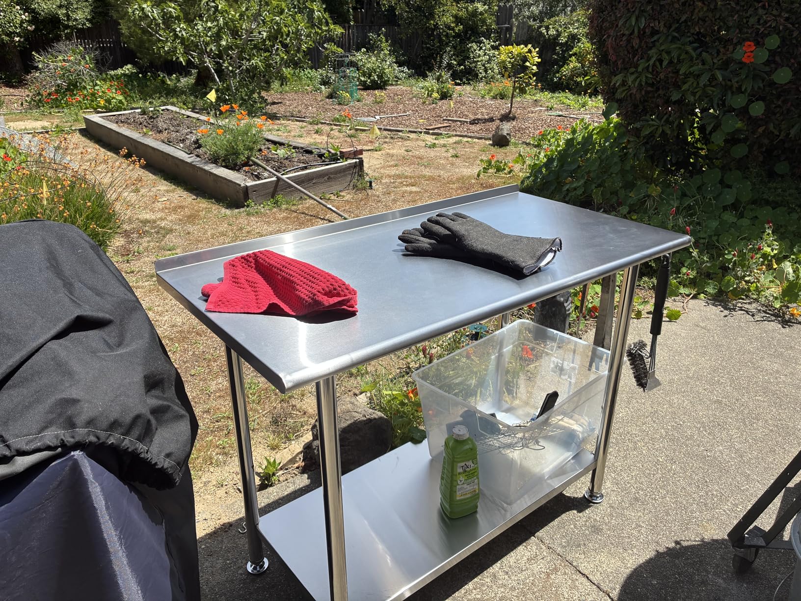 Atelicf All-Stainless Steel Prep Table, 24 X 48 Inch, with Rounded-Corner Backsplash and Adjustable Undershelf, Heavy-Duty for Outdoor Use customer photo 1