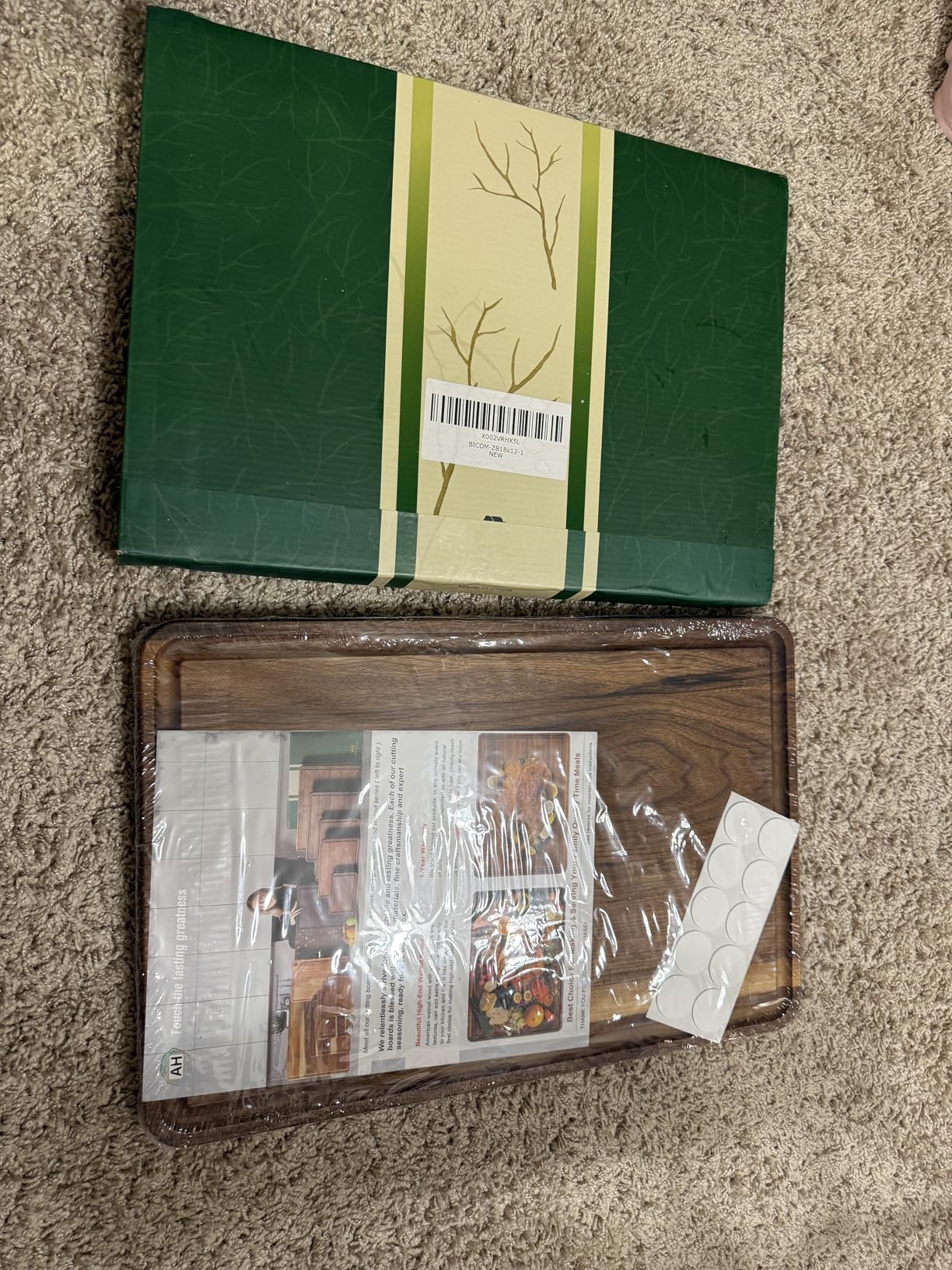 AZRHOM Large End Grain Walnut Wood Cutting Board 17x13x1.5 in Thick Butcher Block for Kitchen with Non-slip Mats Juice Groove & Handles (Gift Box) customer photo 1