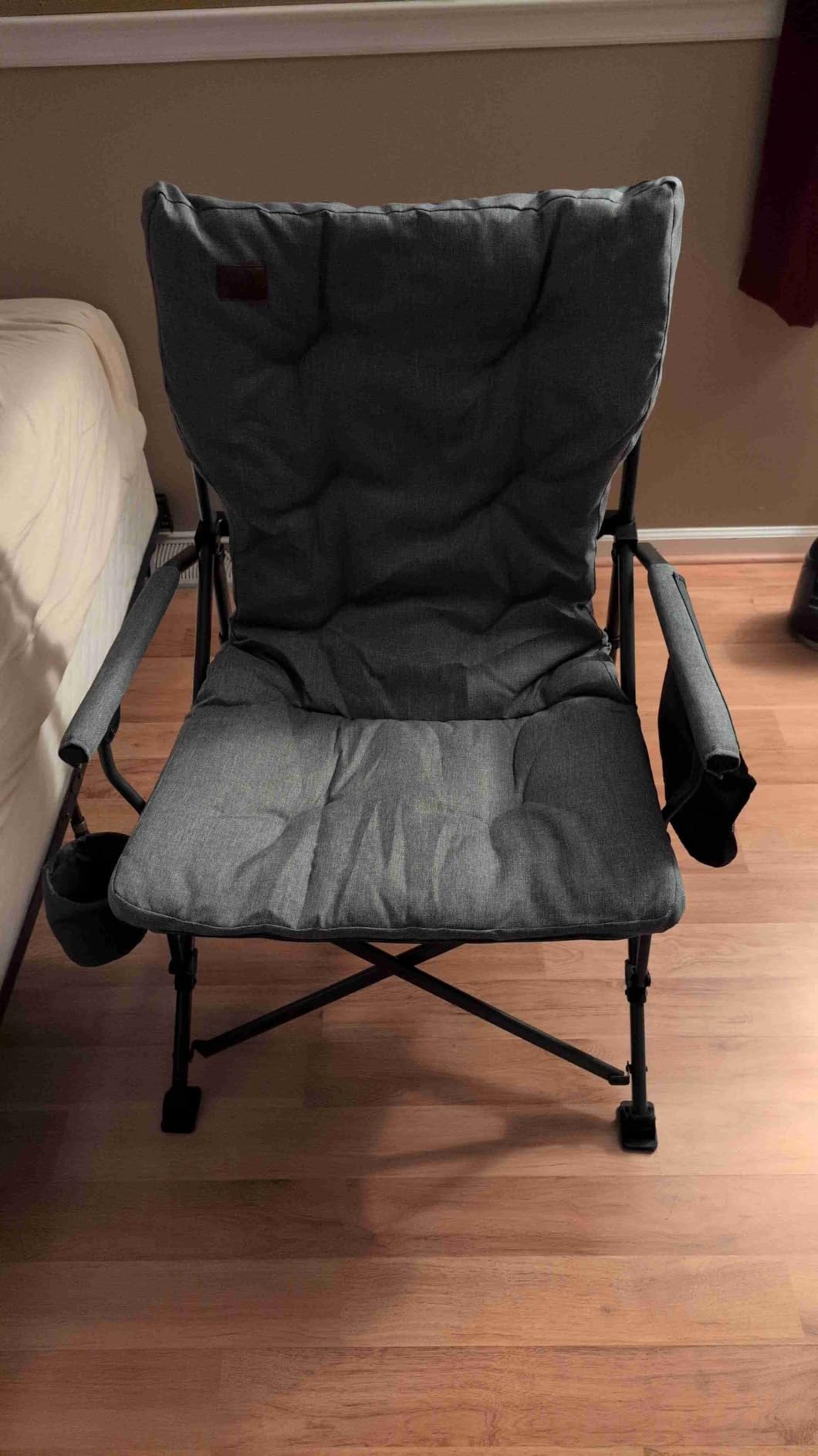 EVER ADVANCED Padded Oversized Folding Camping Chair for Adults, Heavy Duty Lawn Chair with Side Pockets, Portable Collapsible Quad Chair for Outside, Support Up to 500lbs, Grey customer photo 1