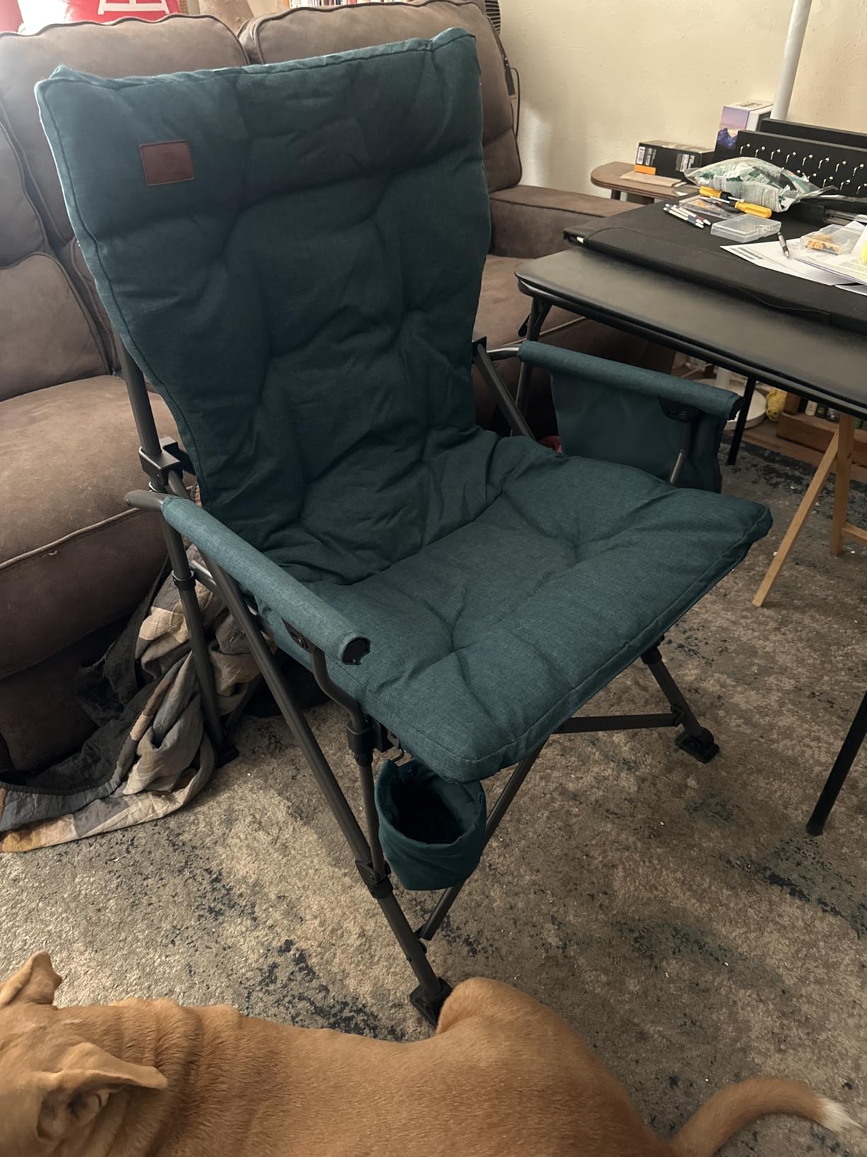 EVER ADVANCED Padded Oversized Folding Camping Chair for Adults, Heavy Duty Lawn Chair with Side Pockets, Portable Collapsible Quad Chair for Outside, Support Up to 500lbs, Grey customer photo 2
