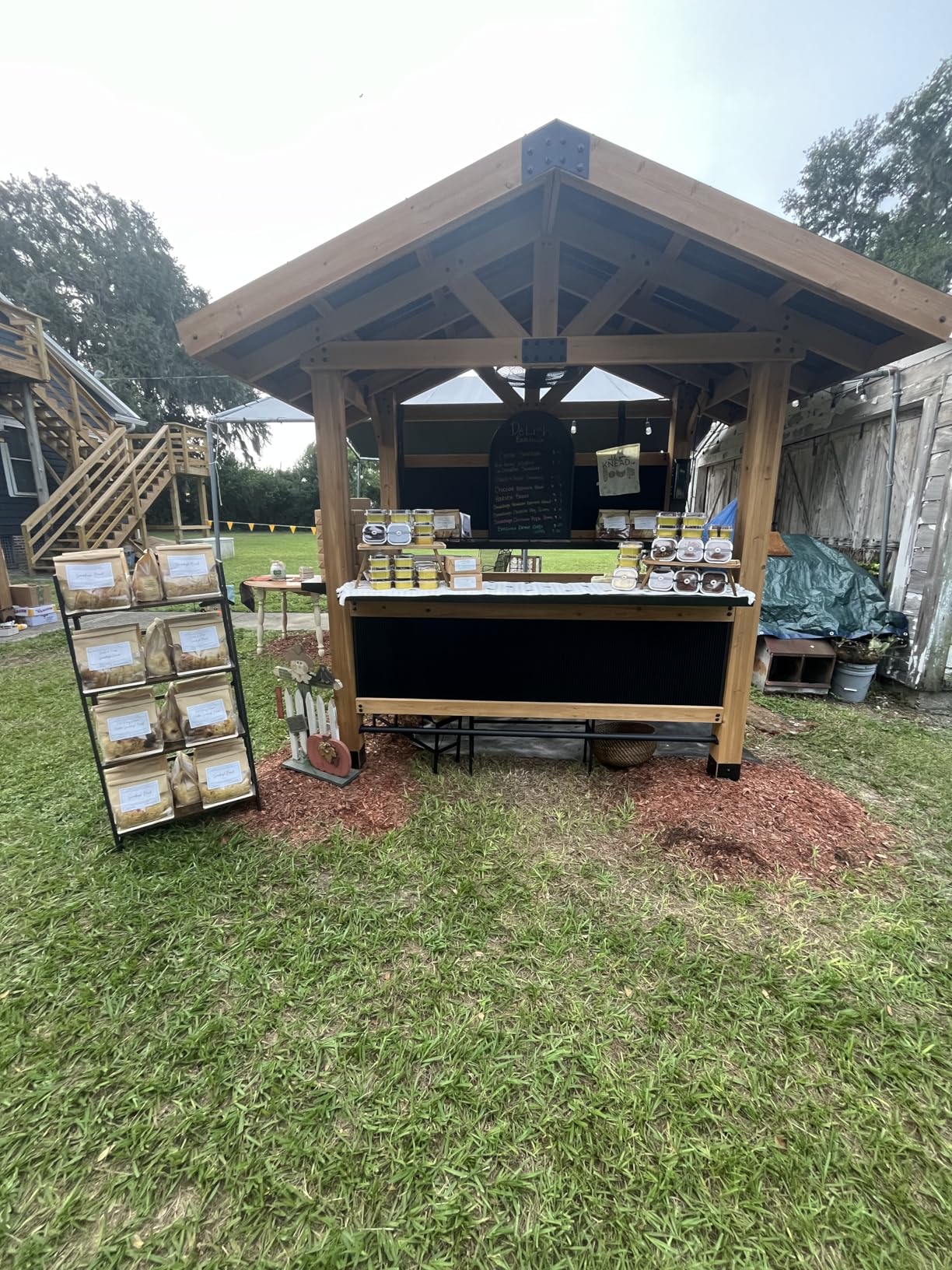 Backyard Discovery Palisade 9' x 6' Cedar Wood Outdoor Bar Set with Galvanized Steel Roof, Bar Top, Shelving, Snow Load Support, Wind Resistance, PowerPort for Patio, Deck, Entertaining customer photo 1
