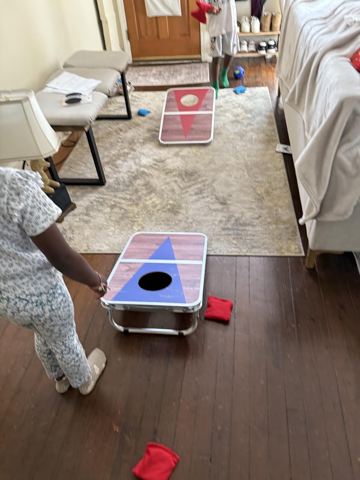 ROPODA Portable Cornhole Board Set, 24x16 / 30x20in Corn Hole Games for Adults with 8 Bean Bags, Lightweight Aluminum Alloy Edging Cornhole Set for Outdoor Games, Beach and Tailgates customer photo 2