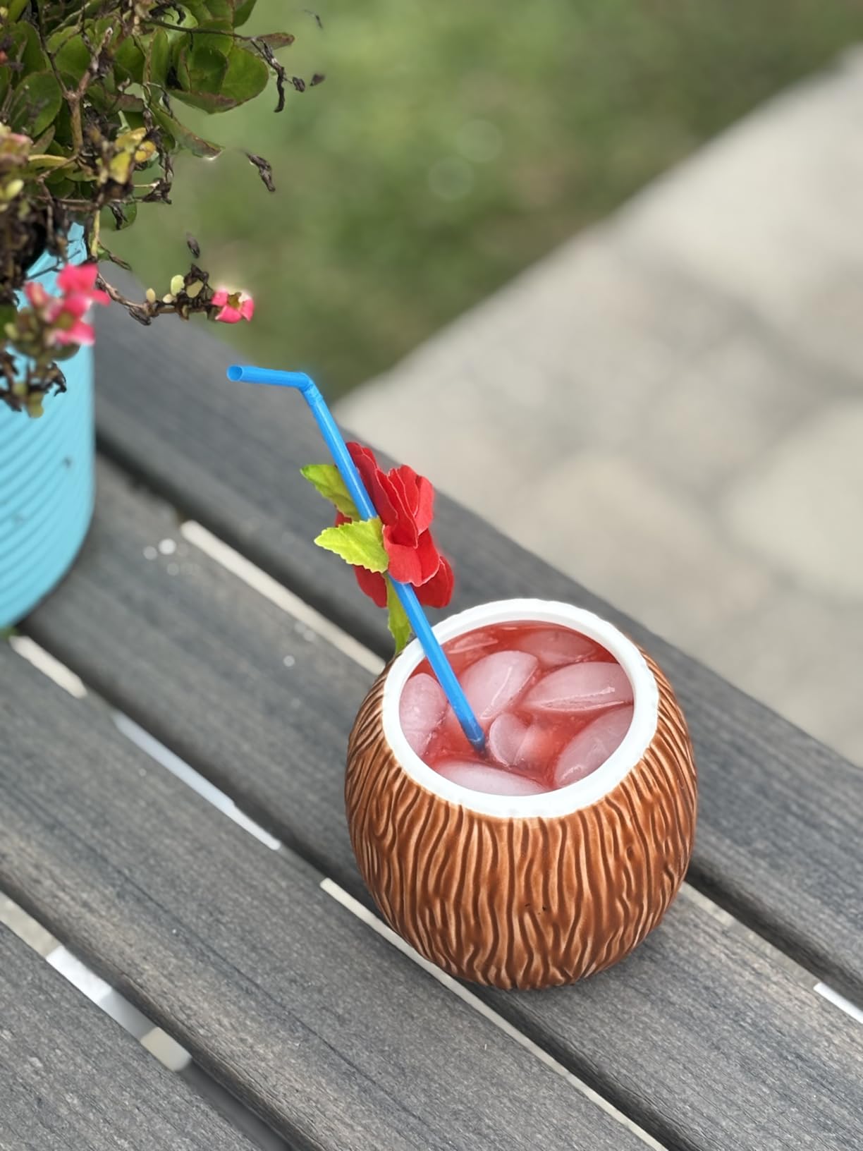 ZENFUN 4 Pack Ceramic Tiki Mugs, 17 oz Coconut Mug, Hawaiian Party Mugs, Cocktail Glasses for Gifts, Tiki Drinking Cups for Mai Tai, Pina Colada, Tiki Bar Professional Barware customer photo 2