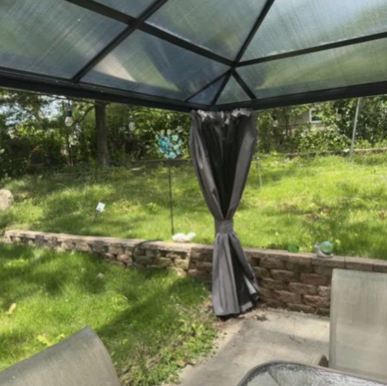 Aoxun 12'x10' Hardtop Gazebo, Aluminum Frame Permanent Pavilion with Curtains and Netting, Outdoor Polycarbonate Double Roof Canopy for Garden, Lawns, Patio, Brown customer photo 2