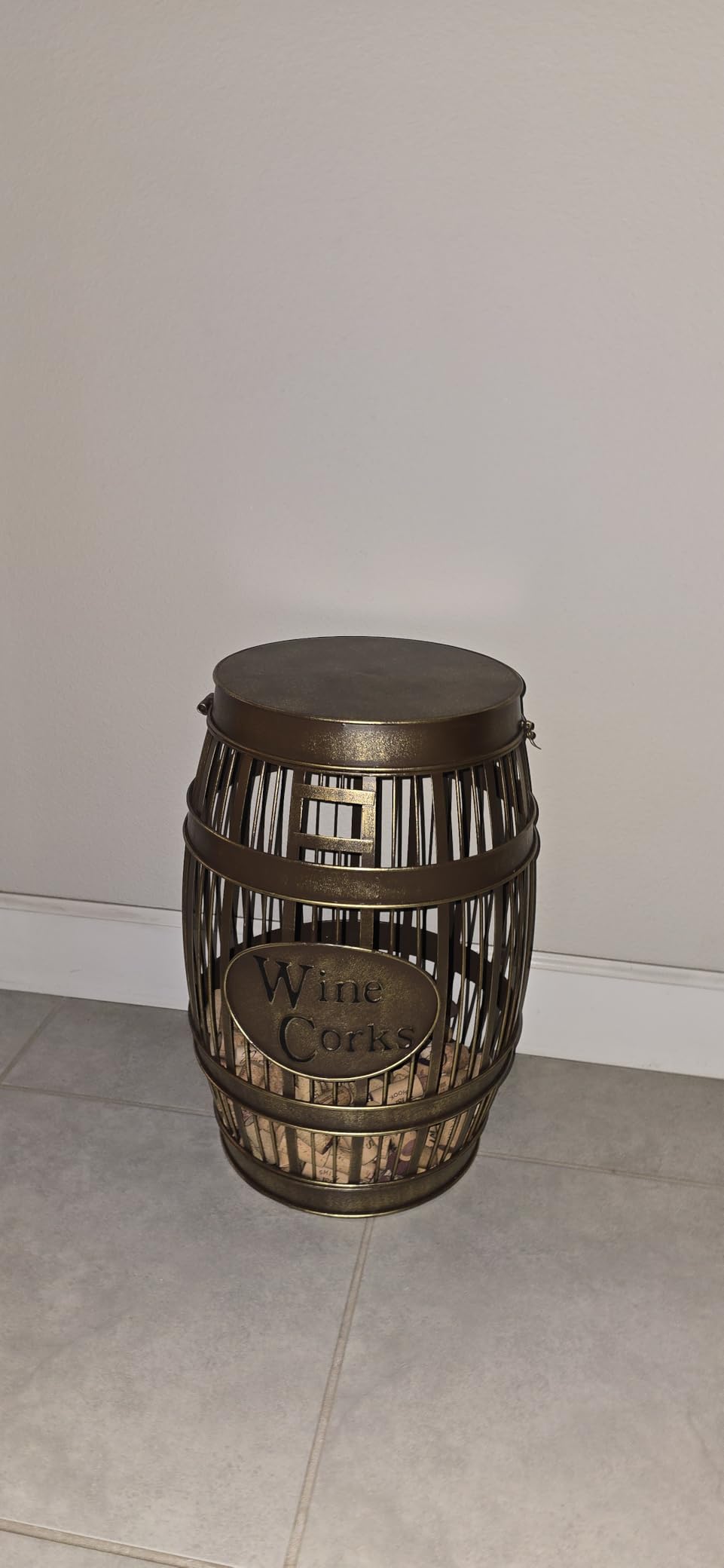 Wine Barrel Table - Cork Catcher Accent Table. Cork Holder Decorative and Storage - 3000 Corks - Large customer photo 1