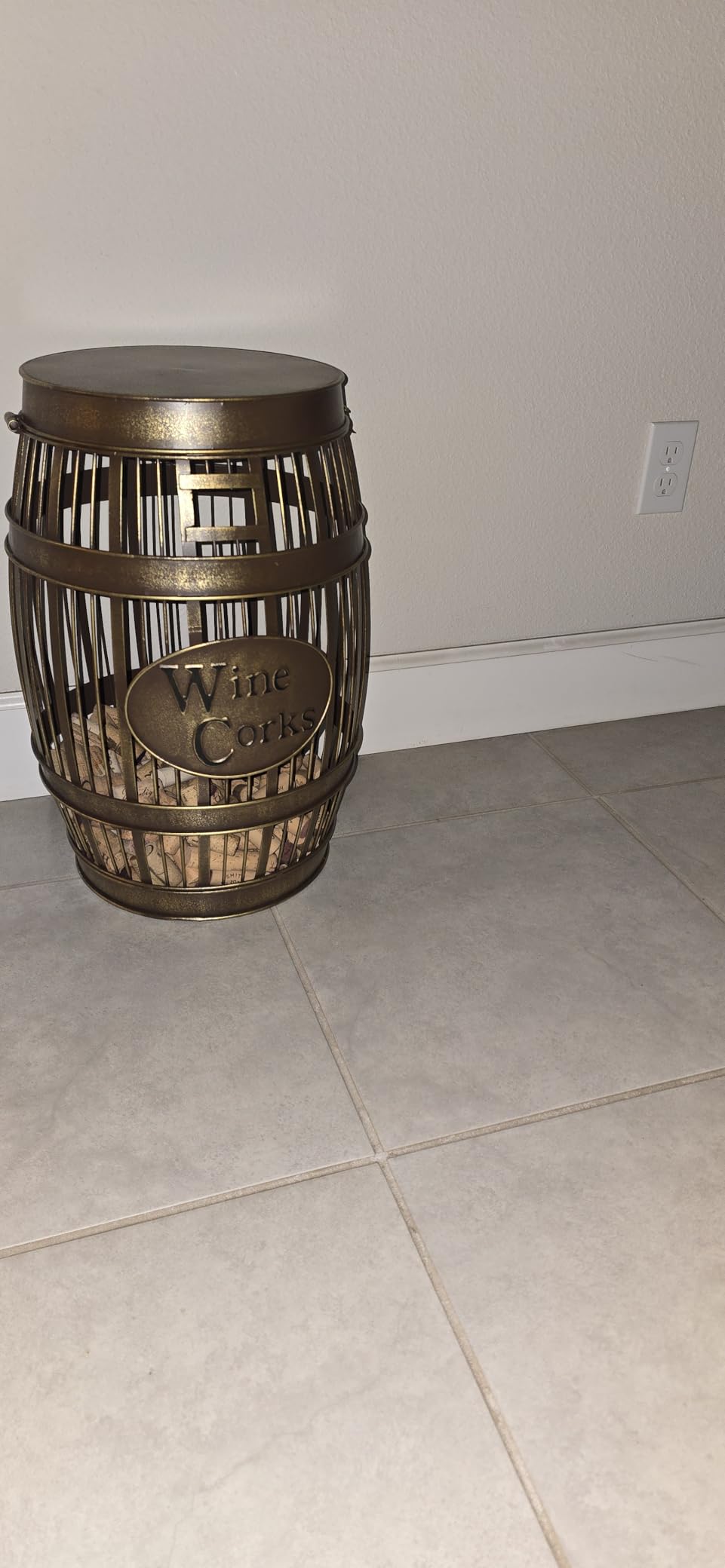 Wine Barrel Table - Cork Catcher Accent Table. Cork Holder Decorative and Storage - 3000 Corks - Large customer photo 2