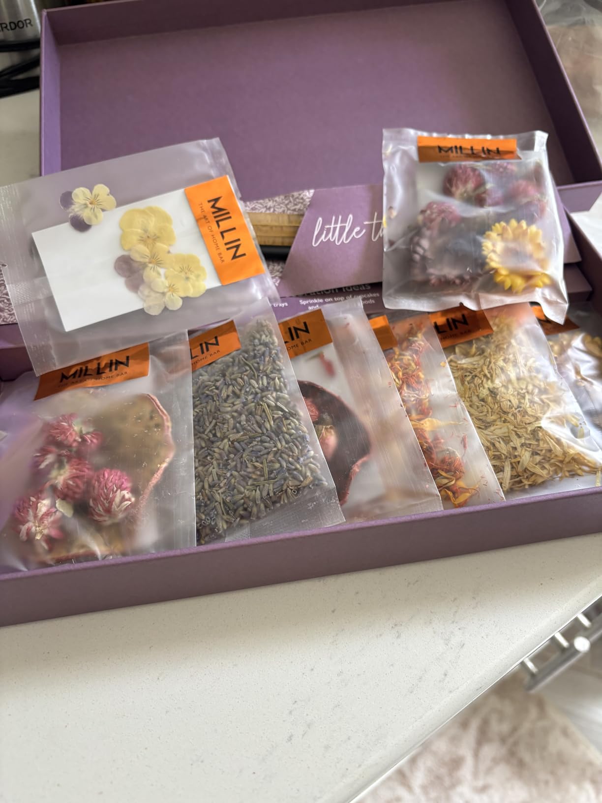 MILLIN Cocktail Garnish Gift Set - Edible Flowers & Dehydrated Fruits | Premium Bar Accessories | Unique Gift for Her | Holiday gifting customer photo 2