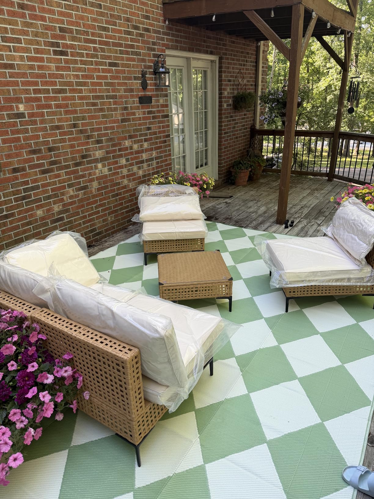 ABCASA Patio Furniture Set, 110in Large 7-Piece Wicker Outdoor Patio Furniture Sets with Anti-Slip Cushions & Coffee Table, Boho Patio Conversation Set Sectional Sofa for Backyard, Porch, Beige customer photo 1